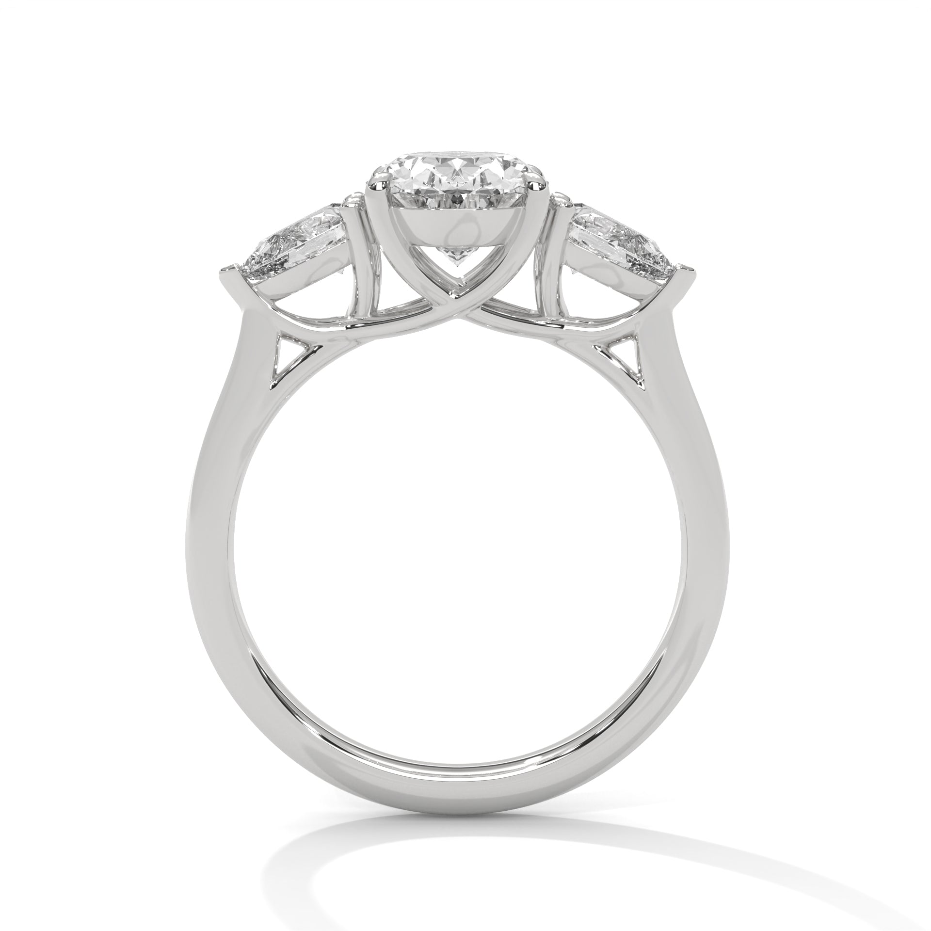 Classic 3-Stone 3CT Oval-Cut Lab Grown Diamond Ring with 1ct Pear Side Stones (5 CTW)
