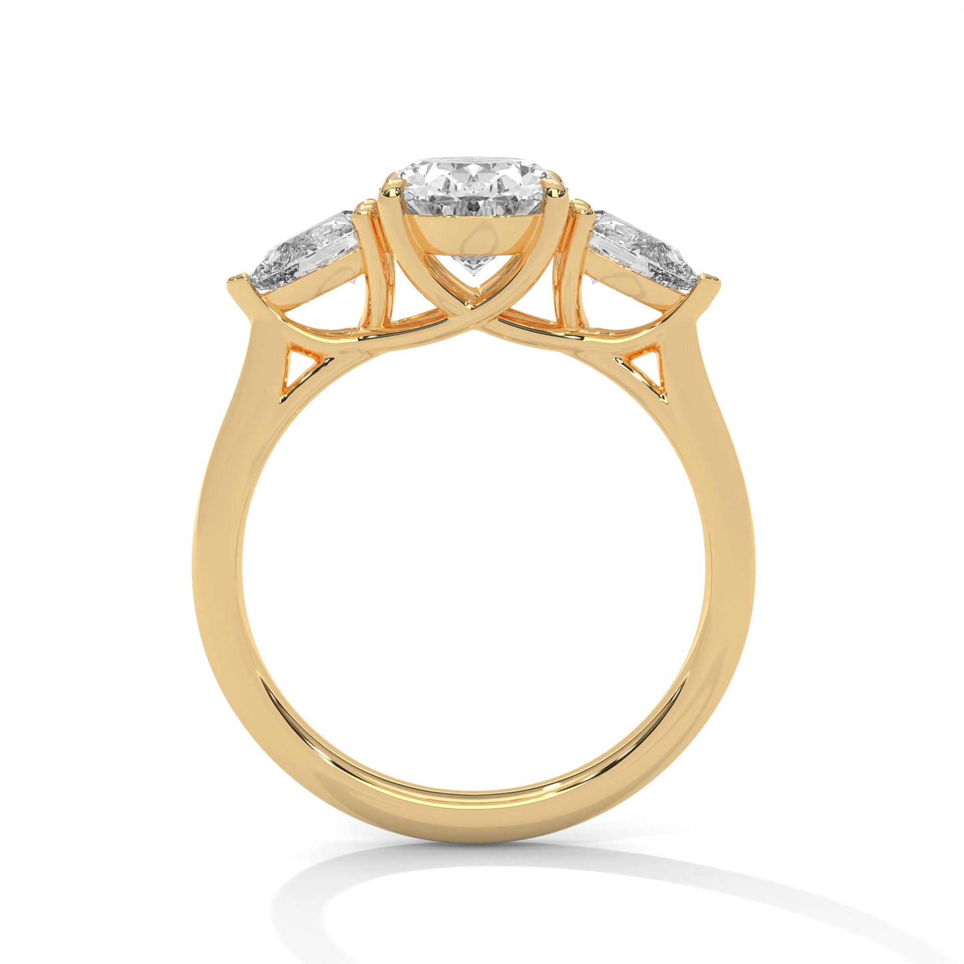 Three-Stone Lab-Grown Diamond Ring 1.5ct Oval with 1/2ct Pear Side Stones | 2.5 CTW