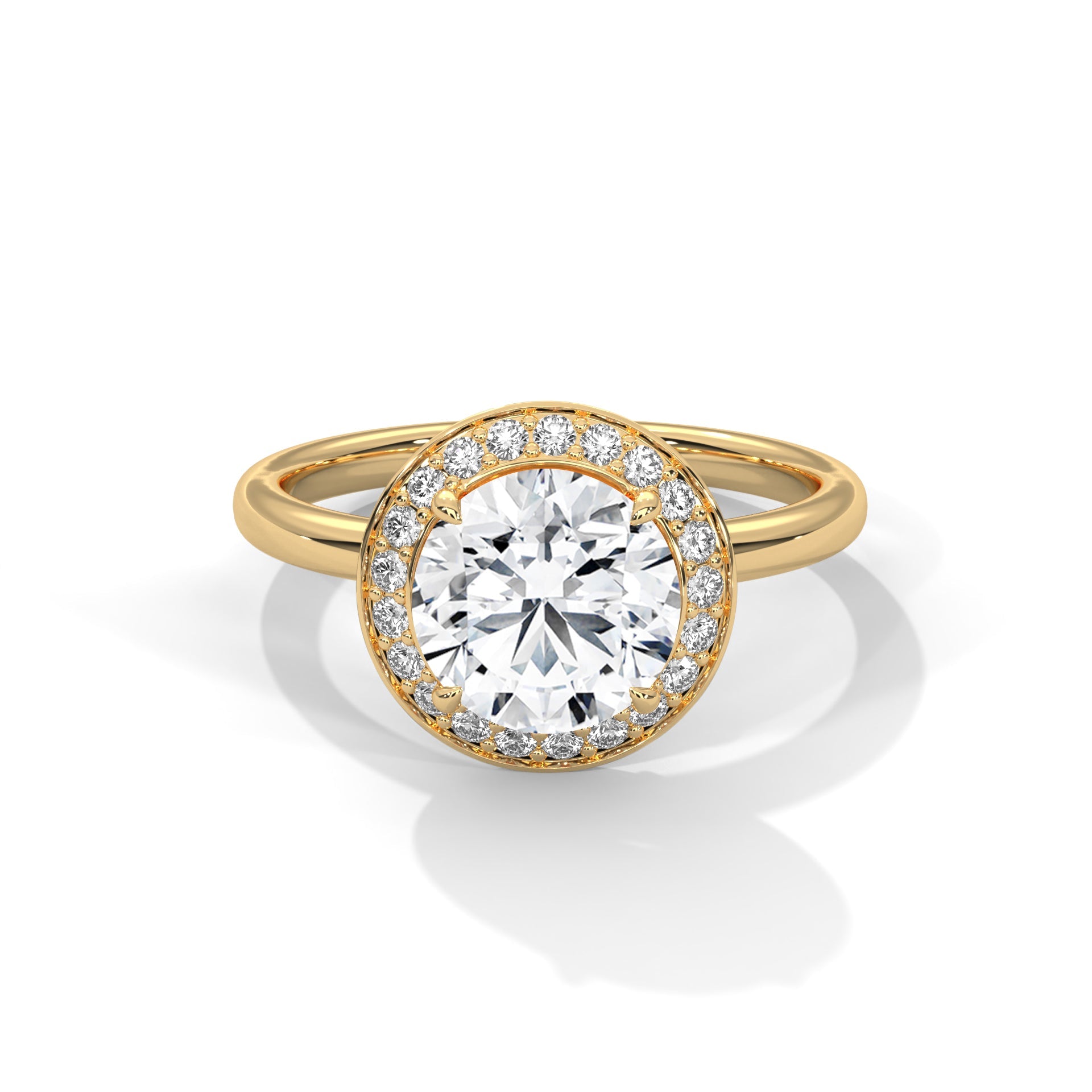 Halo Round-Cut Engagement Ring with 2ct Lab-Grown Diamond (F VS)