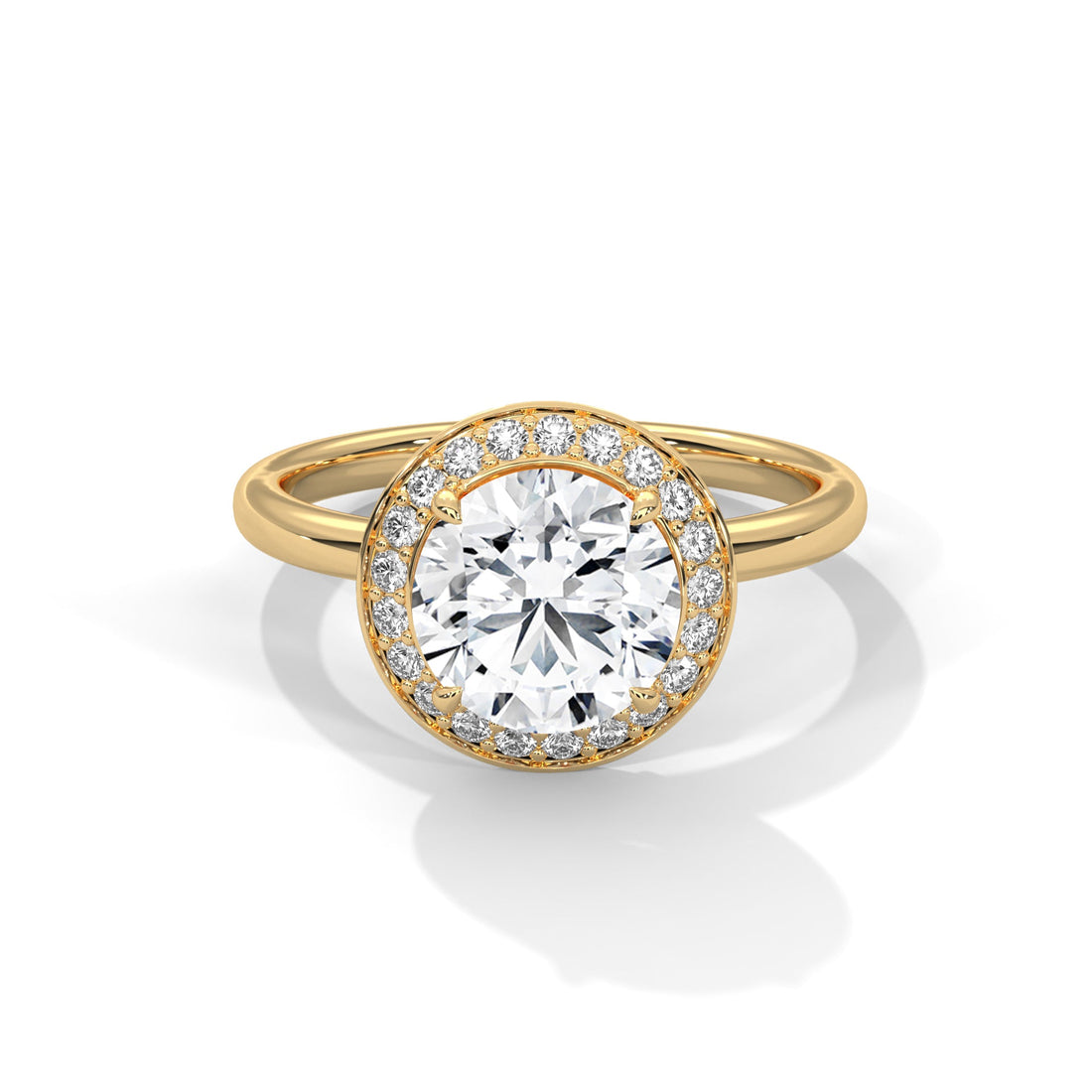 Halo Round-Cut Engagement Ring with 2ct Lab-Grown Diamond (F VS)