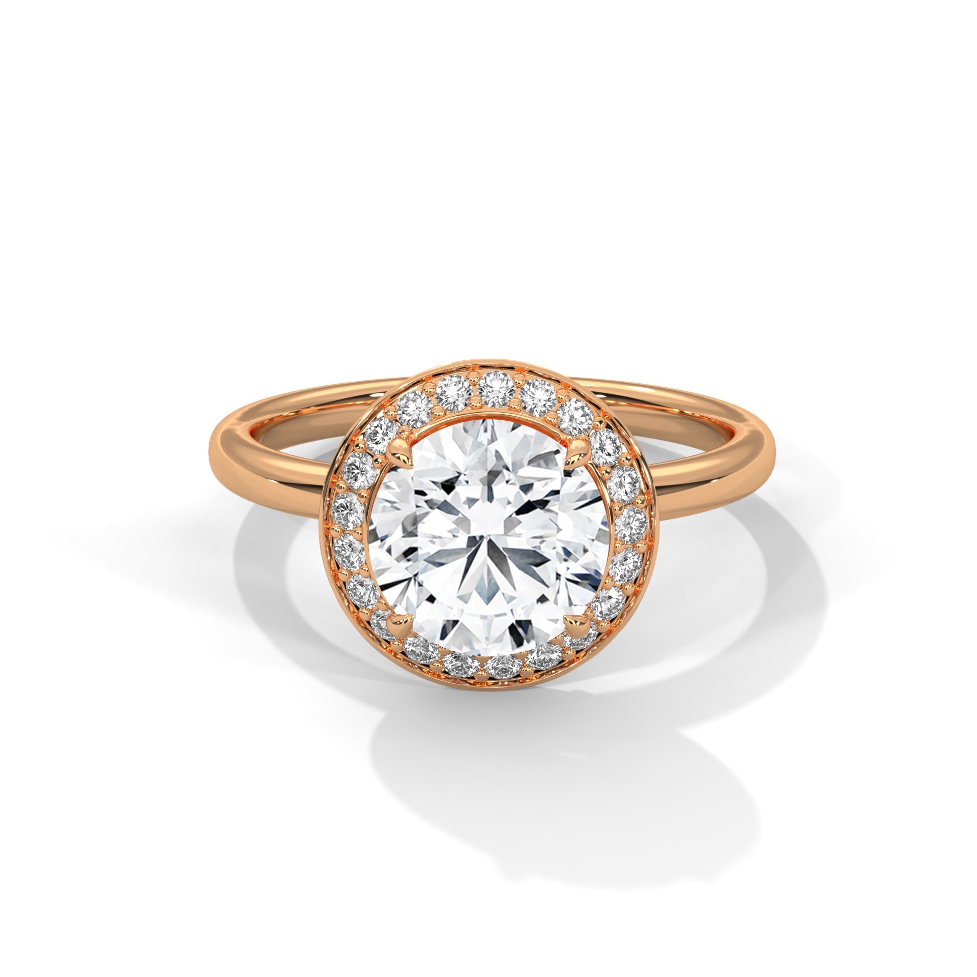 Halo Round-Cut Engagement Ring with 2ct Lab-Grown Diamond (F VS)