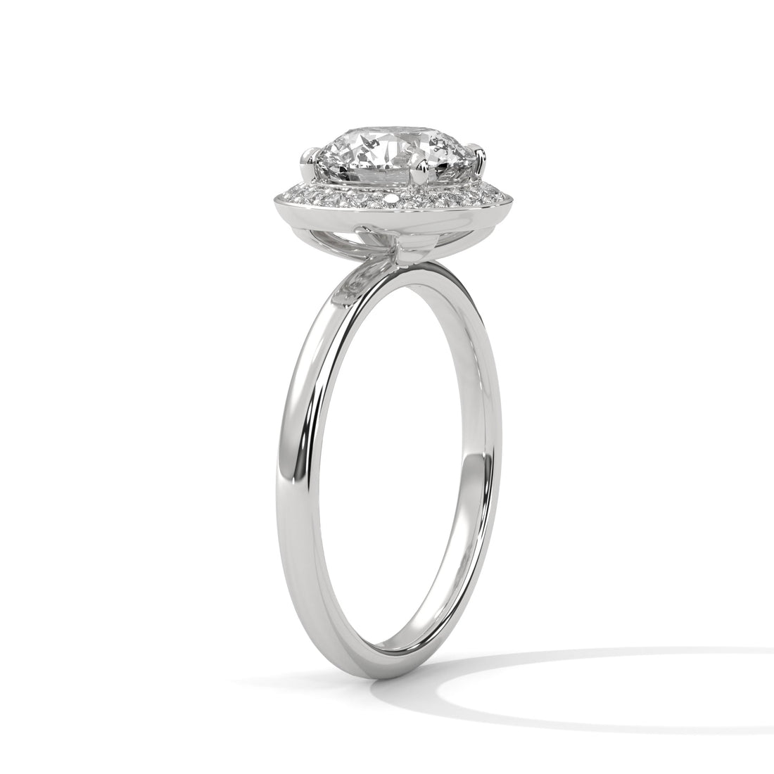Halo Round-Cut Engagement Ring with 2ct Lab-Grown Diamond (F VS)