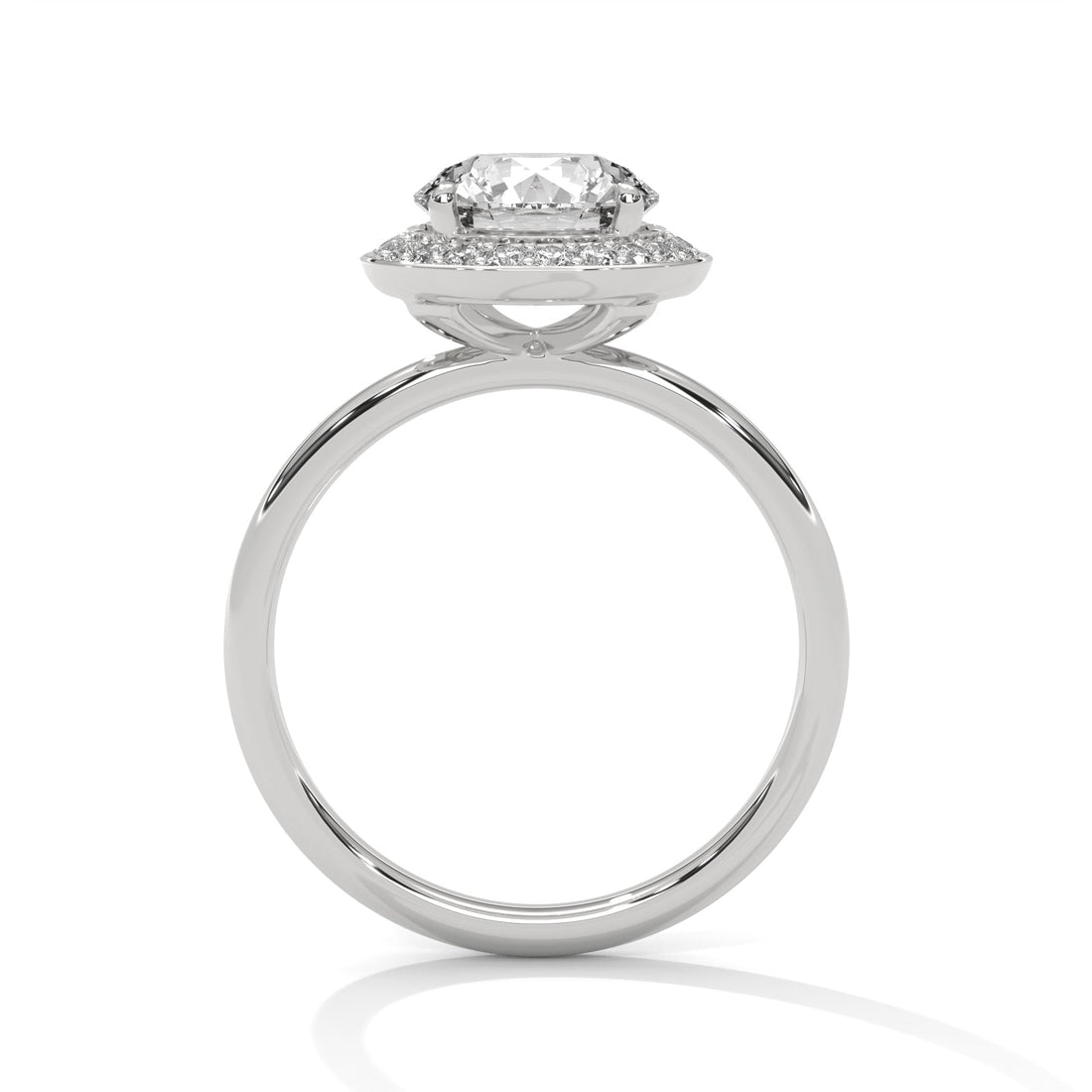 Halo Round-Cut Engagement Ring with 2ct Lab-Grown Diamond (F VS)
