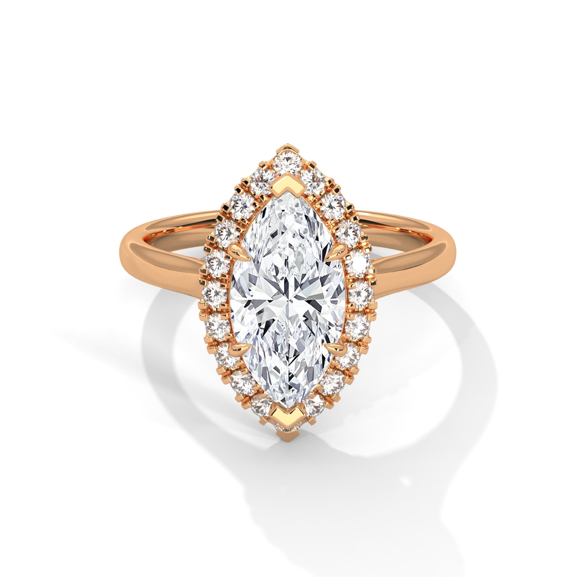 Halo marquise-Cut Engagement Ring with 2ct Lab-Grown Diamond (F VS1)