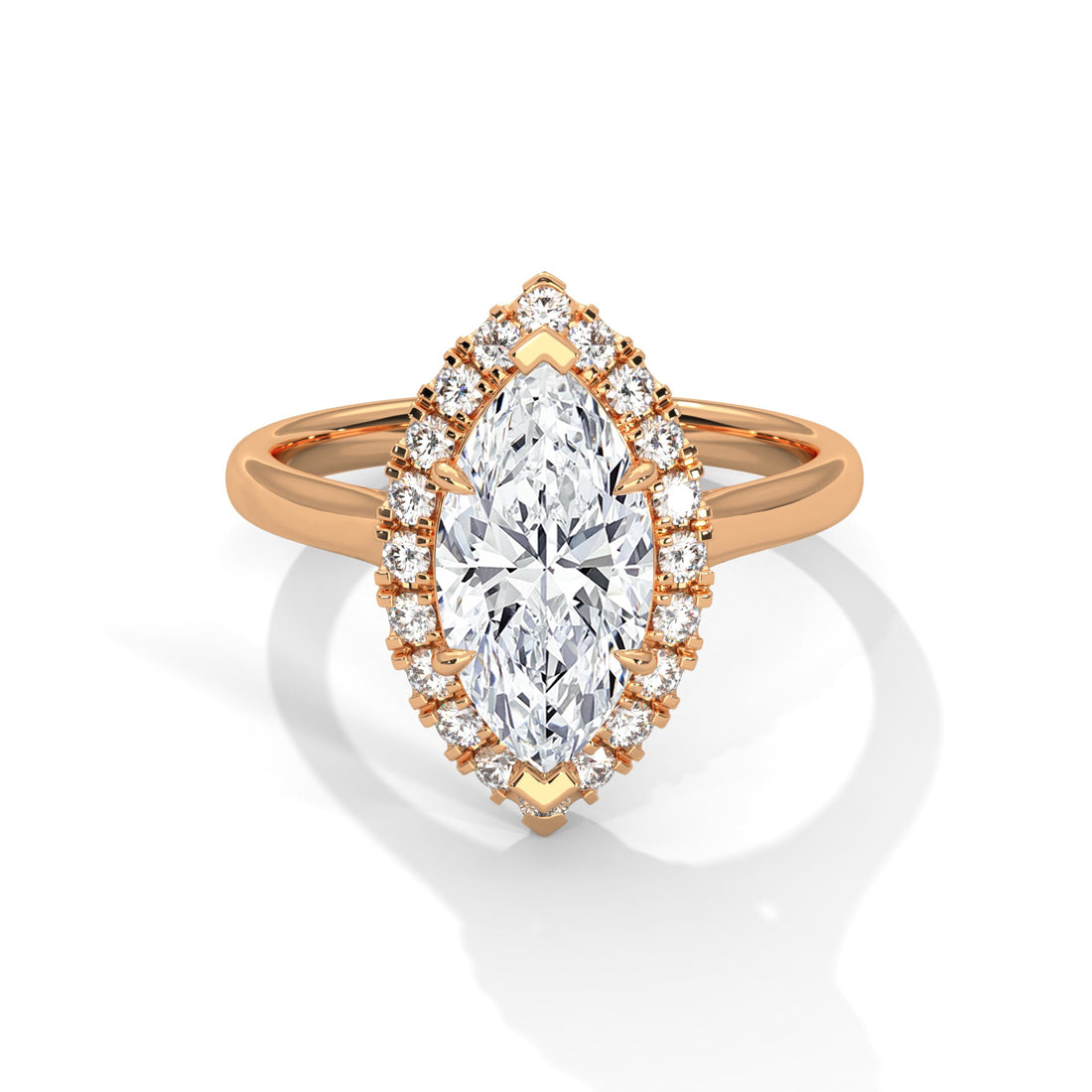 Halo marquise-Cut Engagement Ring with 2ct Lab-Grown Diamond (F VS1)