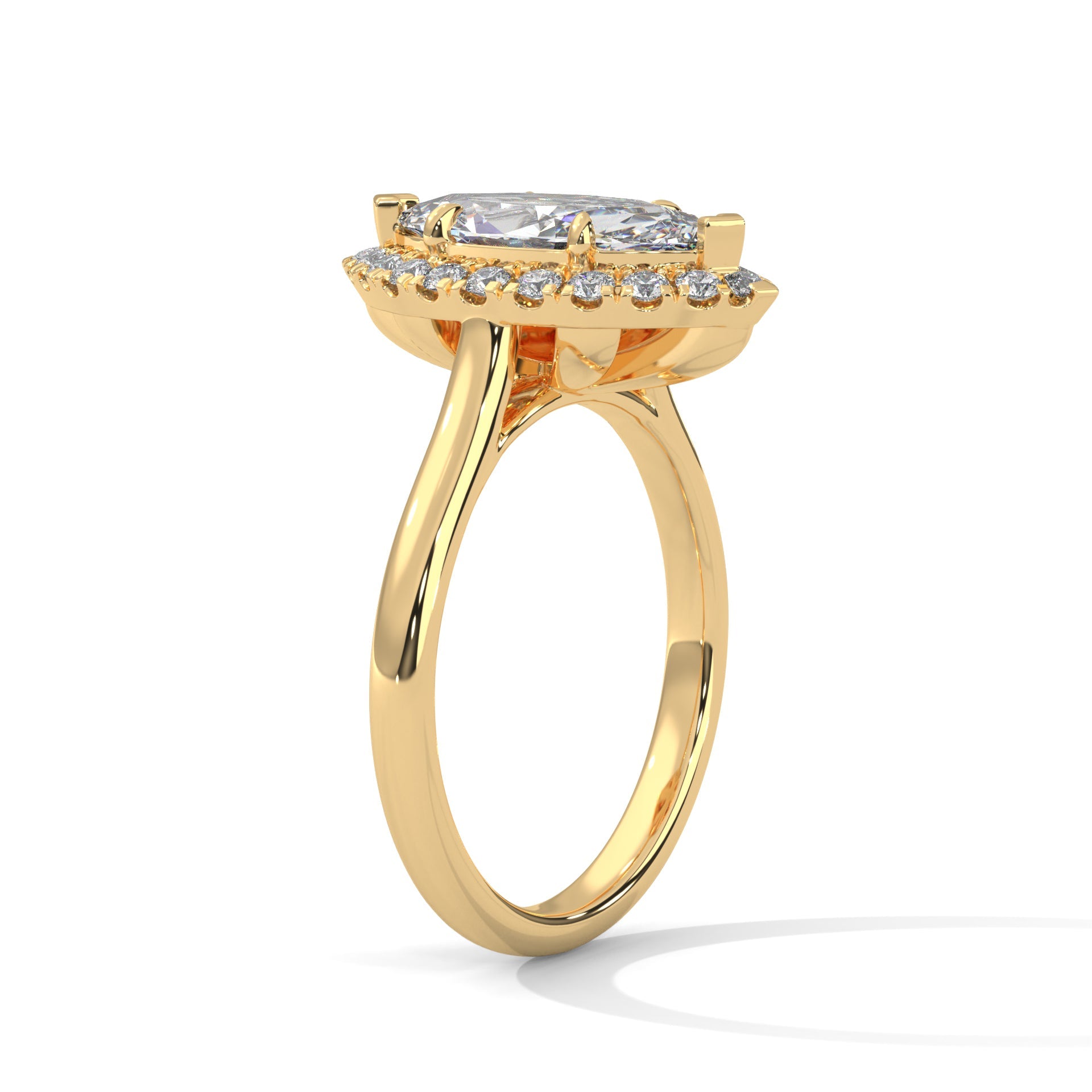 Halo marquise-Cut Engagement Ring with 2ct Lab-Grown Diamond (F VS1)