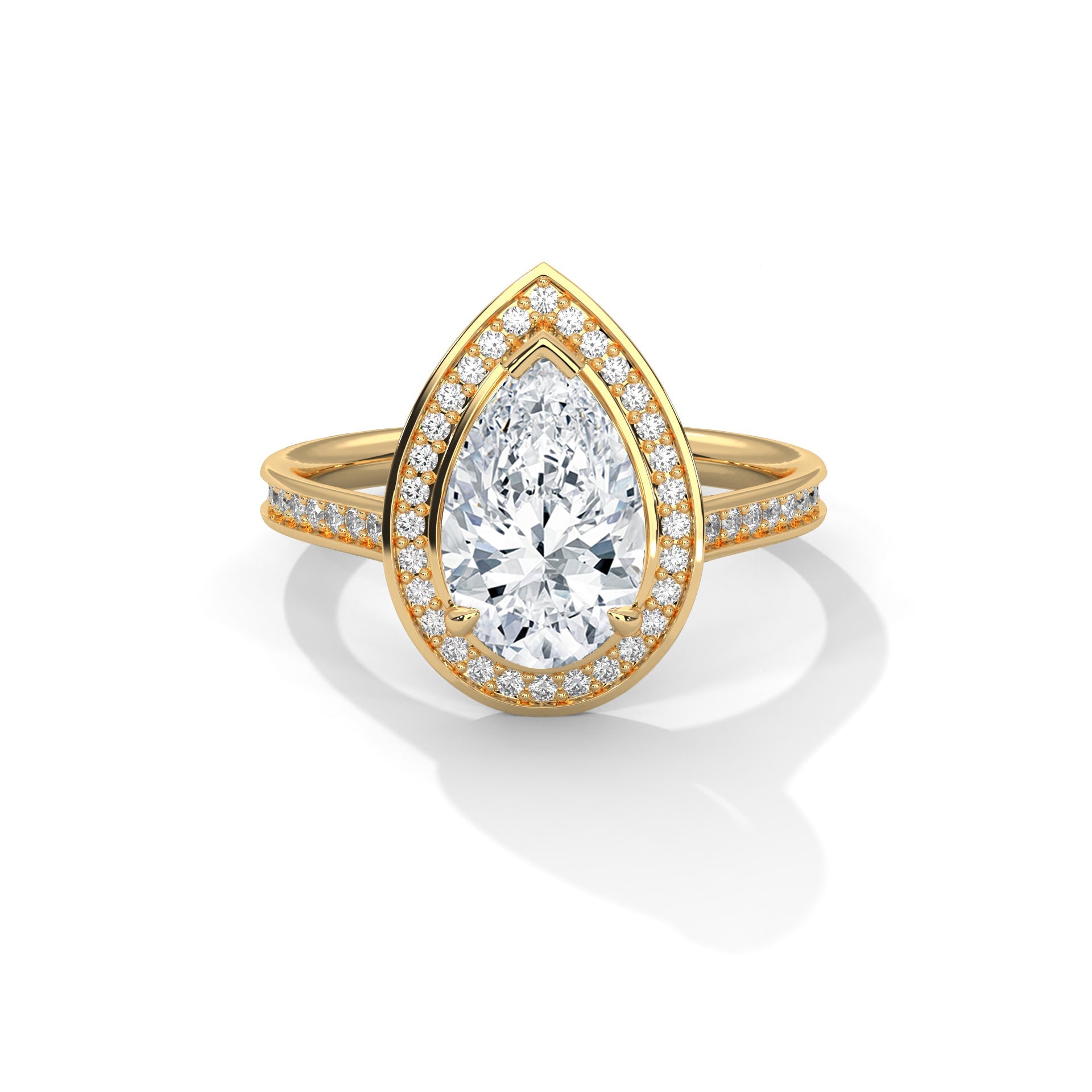 Halo Pear-Cut 2.34 CTW Diamond Engagement Ring | E-VS1