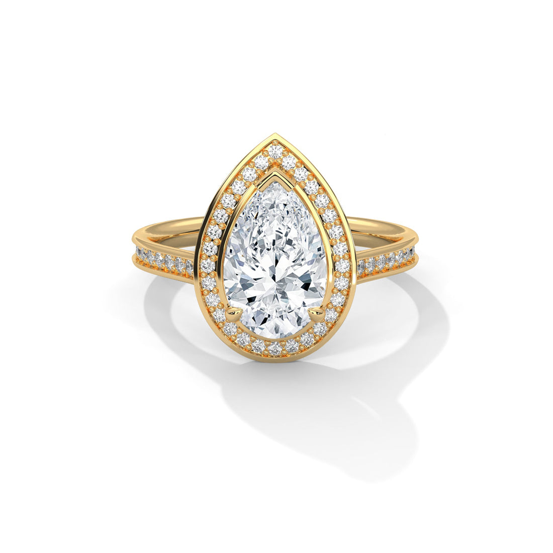 Halo Pear-Cut 2.34 CTW Diamond Engagement Ring | E-VS1