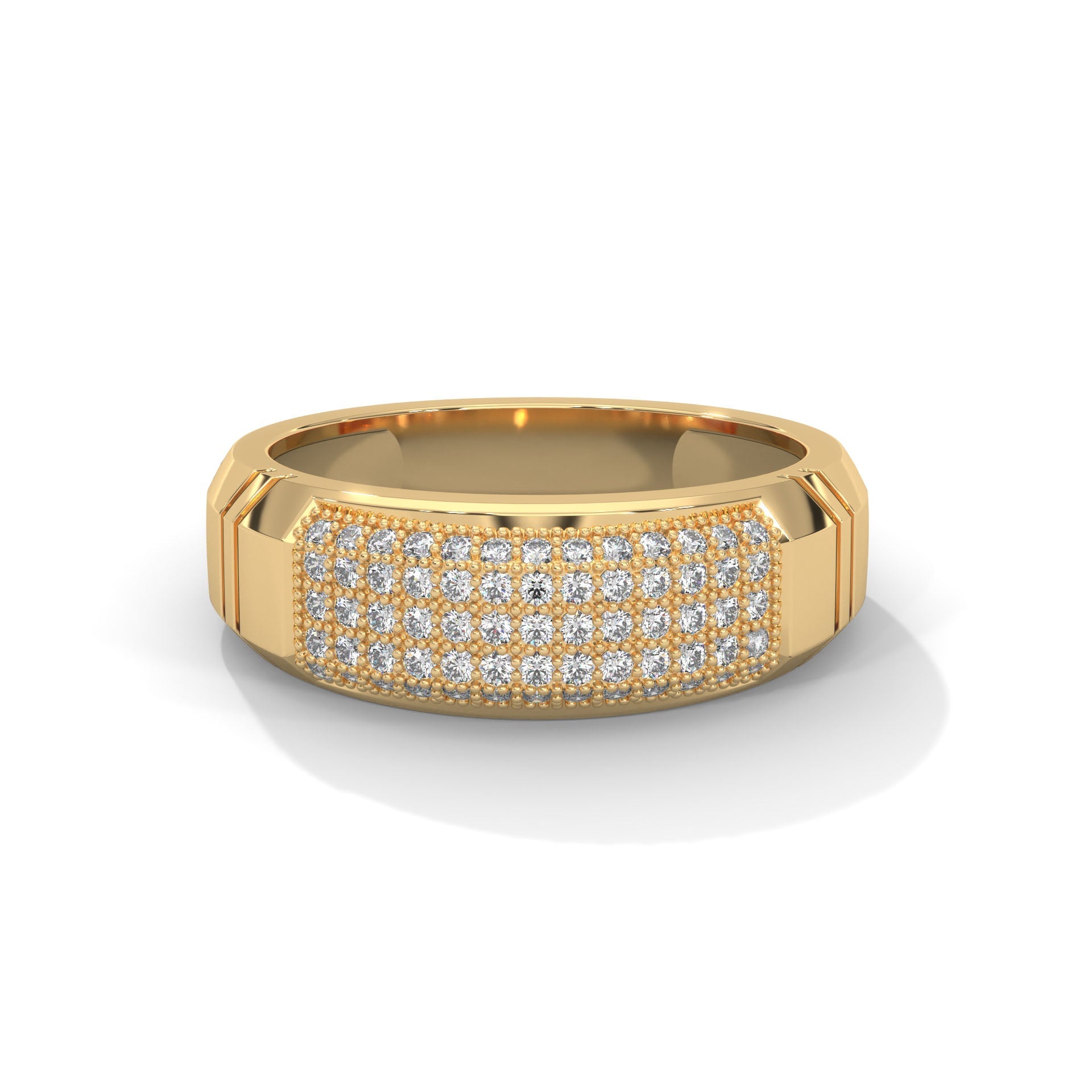 Titanium 0.66 CTW Round Lab-Grown Diamond Curved Men's Ring