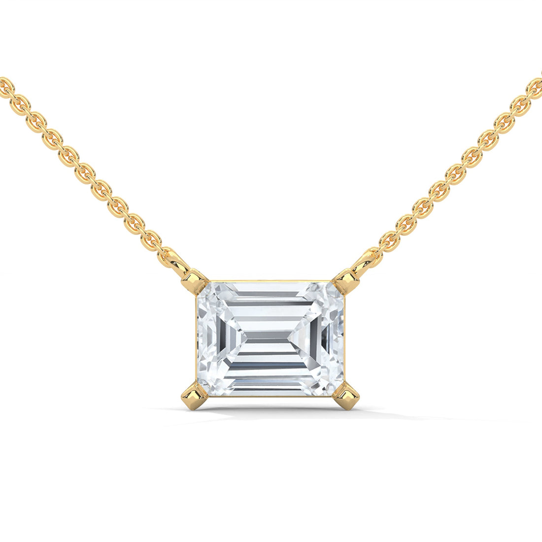 Timeless Brilliance Emerald-Cut Diamond Pendant Necklace 1.50ct | 14K Gold | 16”&18” Chain