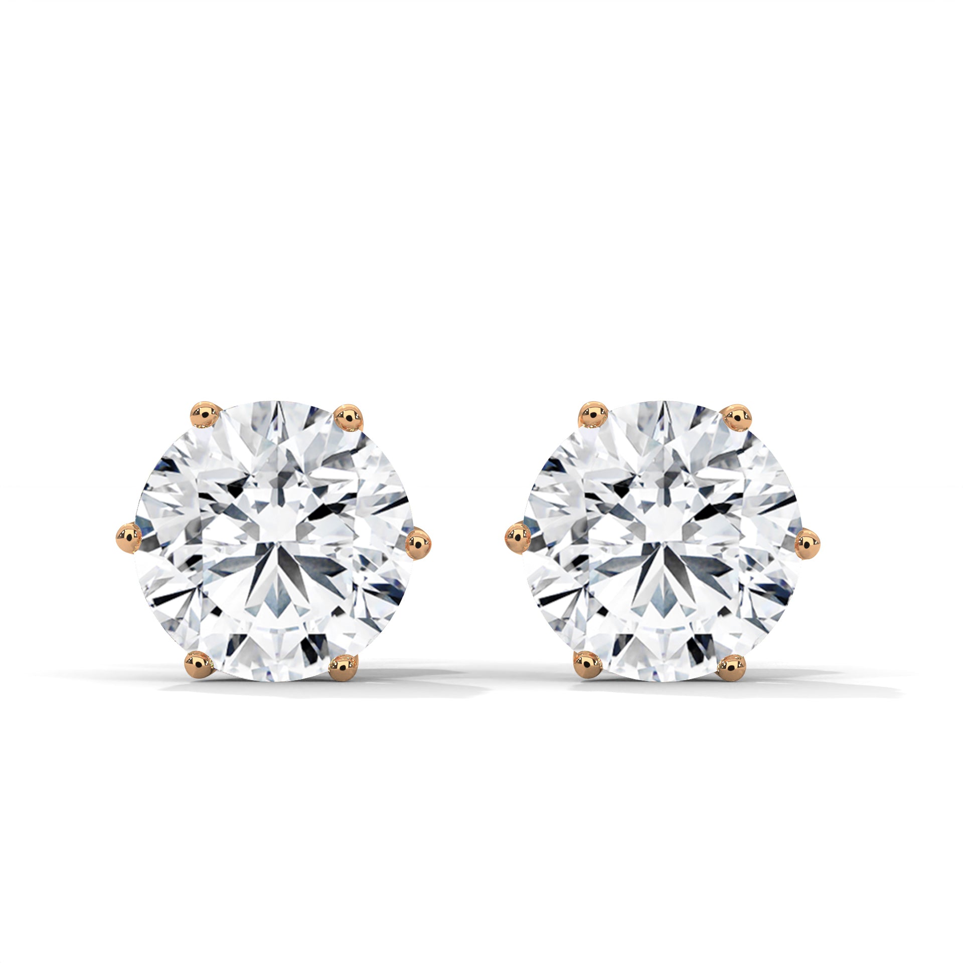 Classic Round-Cut Diamond Stud Earrings in 14K Gold | 2-6 CTW