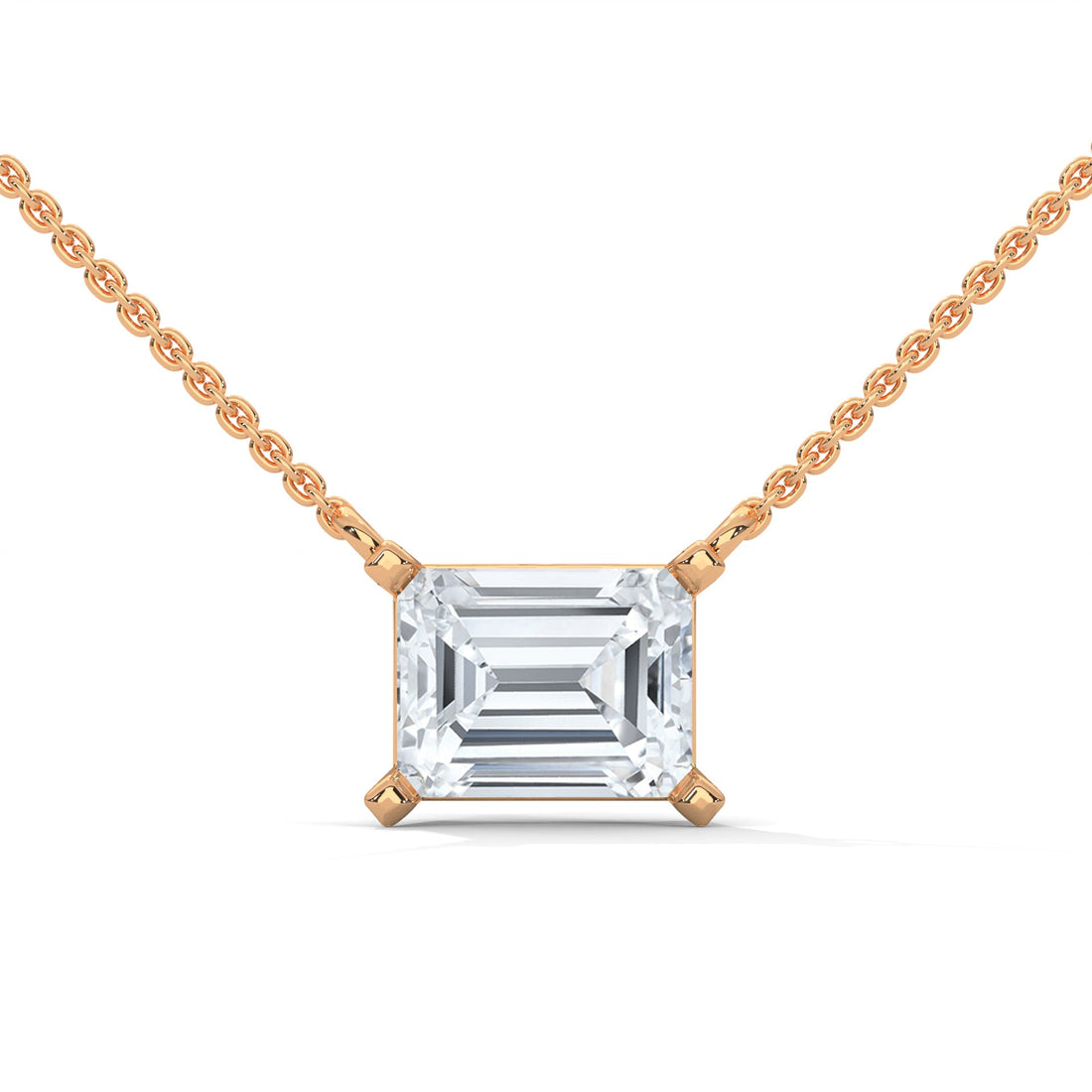 Timeless Brilliance Emerald-Cut Diamond Pendant Necklace 1.50ct | 14K Gold | 16”&18” Chain