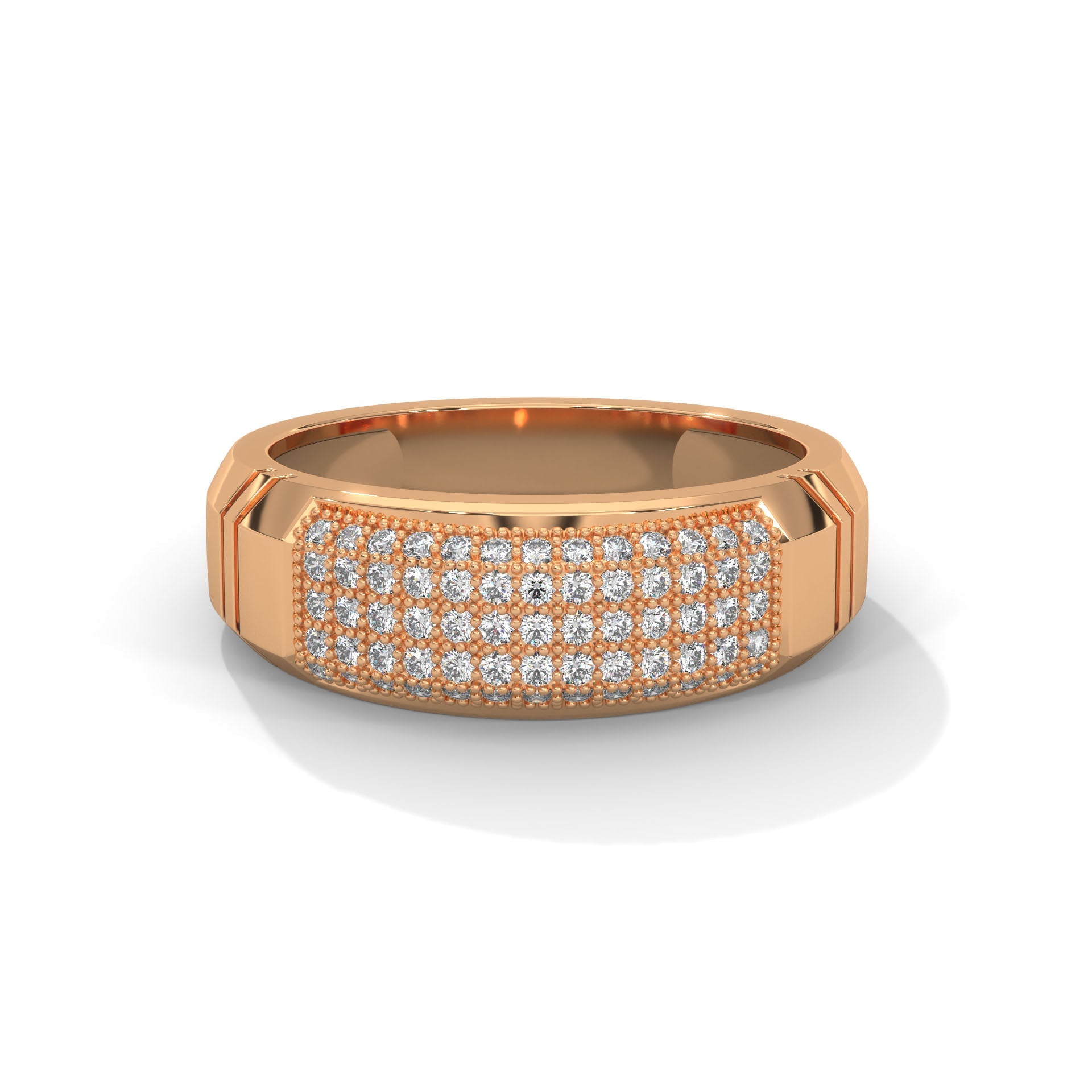 Titanium 0.66 CTW Round Lab-Grown Diamond Curved Men's Ring