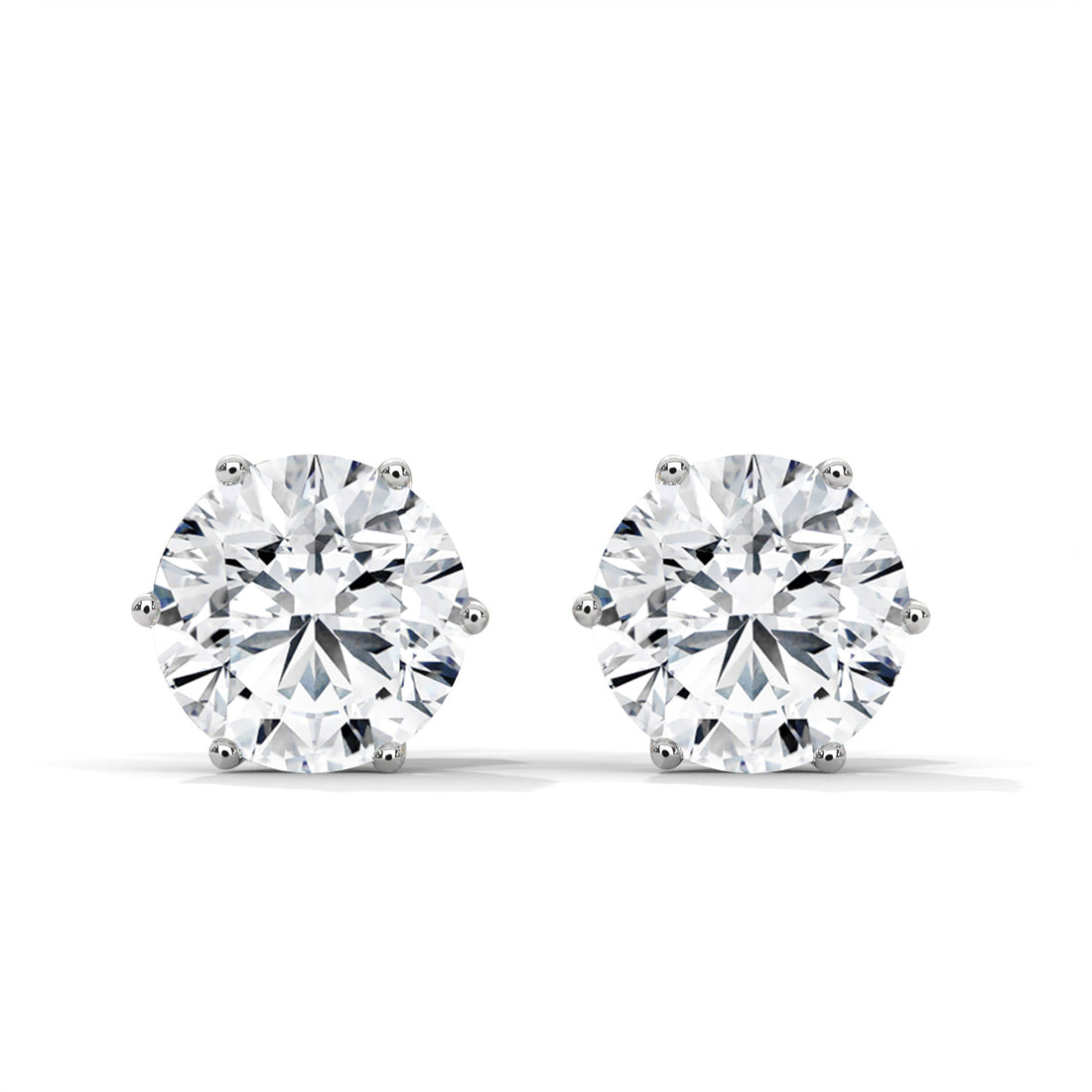 Classic Round-Cut Diamond Stud Earrings in 14K Gold | 2-6 CTW