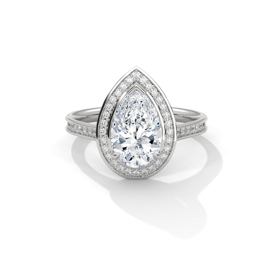 Halo Pear-Cut 2.34 CTW Diamond Engagement Ring | E-VS1