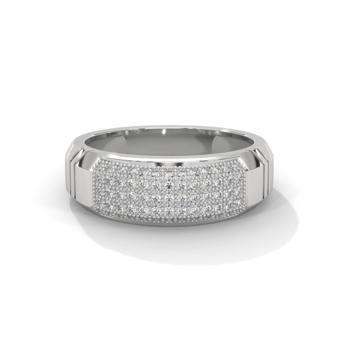 Titanium 0.66 CTW Round Lab-Grown Diamond Curved Men's Ring