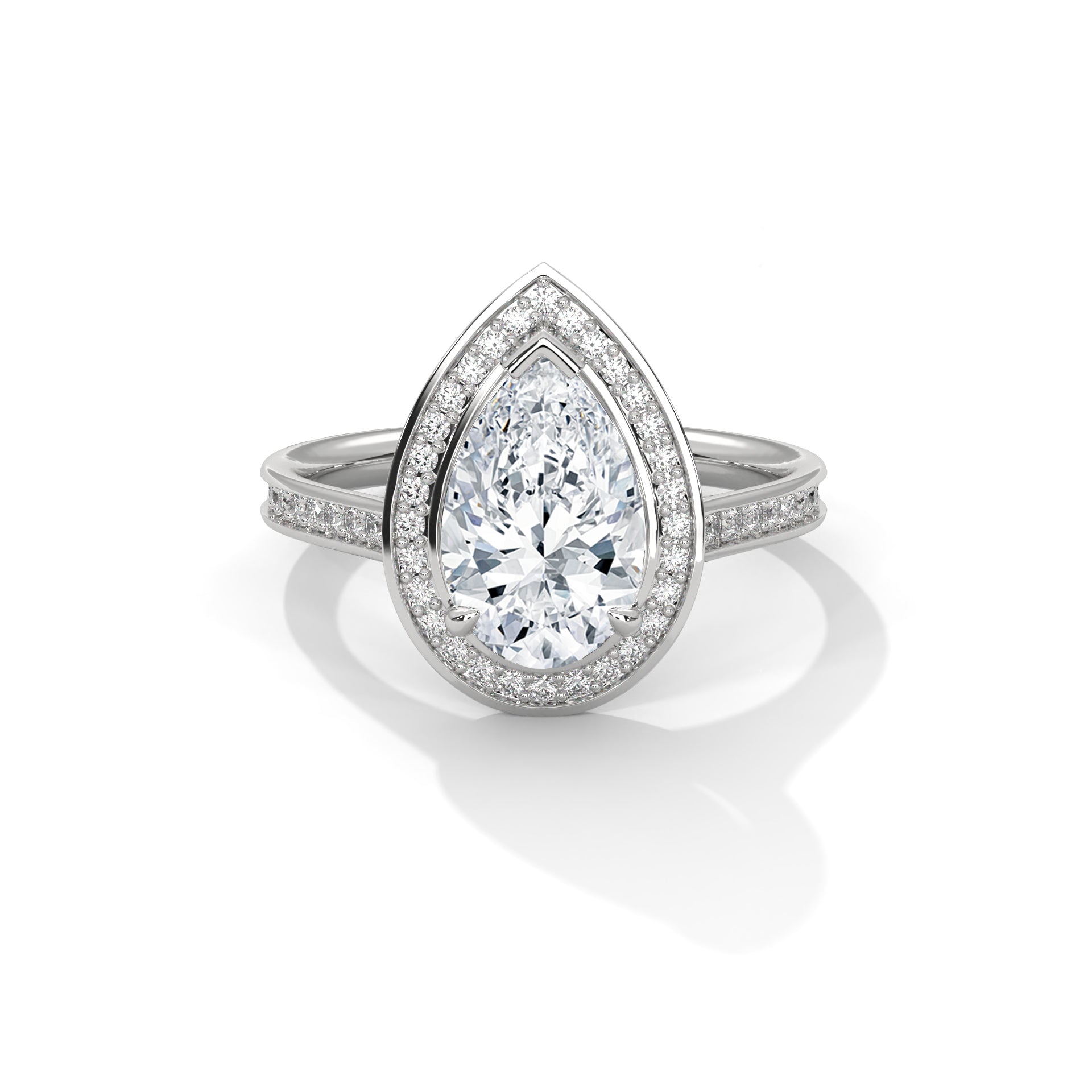 Majestic Dewdrop 3CT Pear Lab-Grown Diamond Engagement Ring | 3.34 CTW