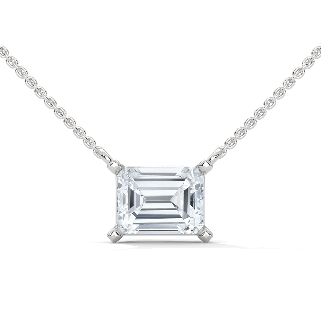 Timeless Brilliance Emerald-Cut Diamond Pendant Necklace 1.50ct | 14K Gold | 16”&18” Chain