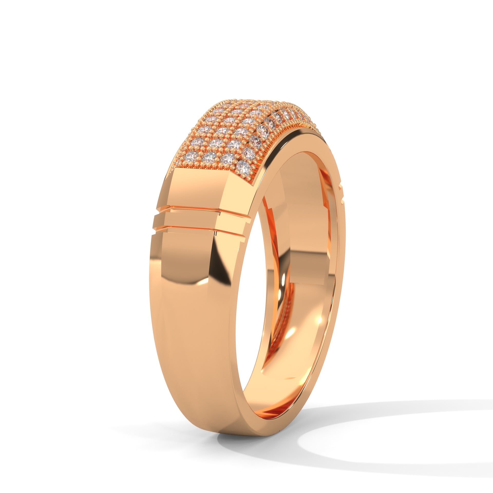 Titanium 0.66 CTW Round Lab-Grown Diamond Curved Men's Ring