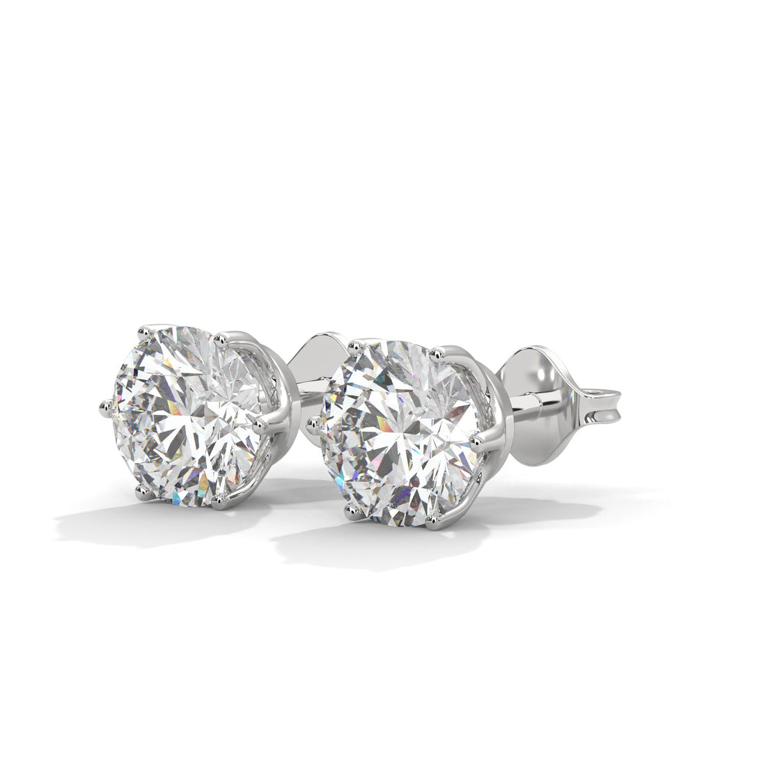 Classic Round-Cut Diamond Stud Earrings in 14K Gold | 2-6 CTW