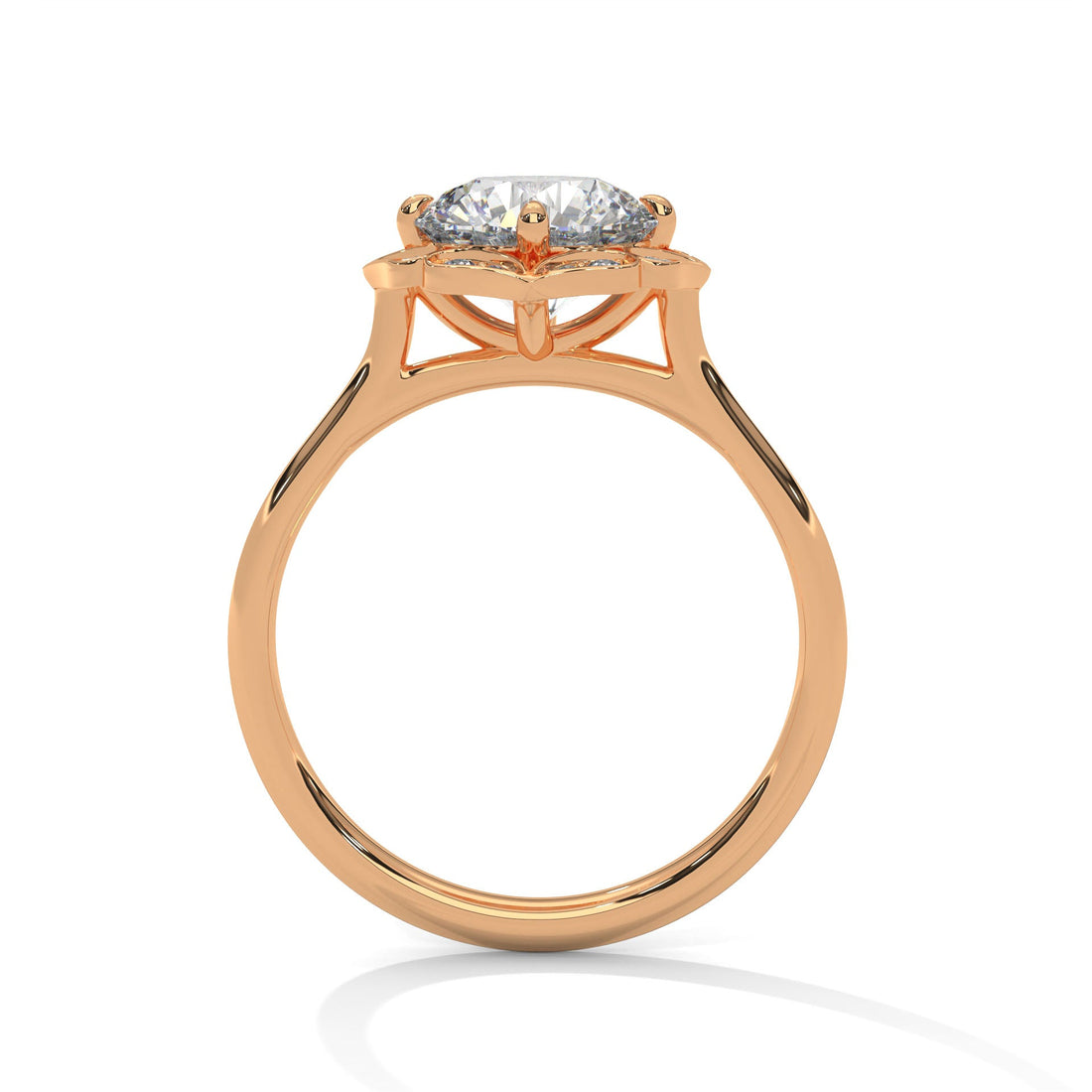 Regal Bloom 2.12 CTW Round-Cut Diamond Floral Halo Ring | E-VS1