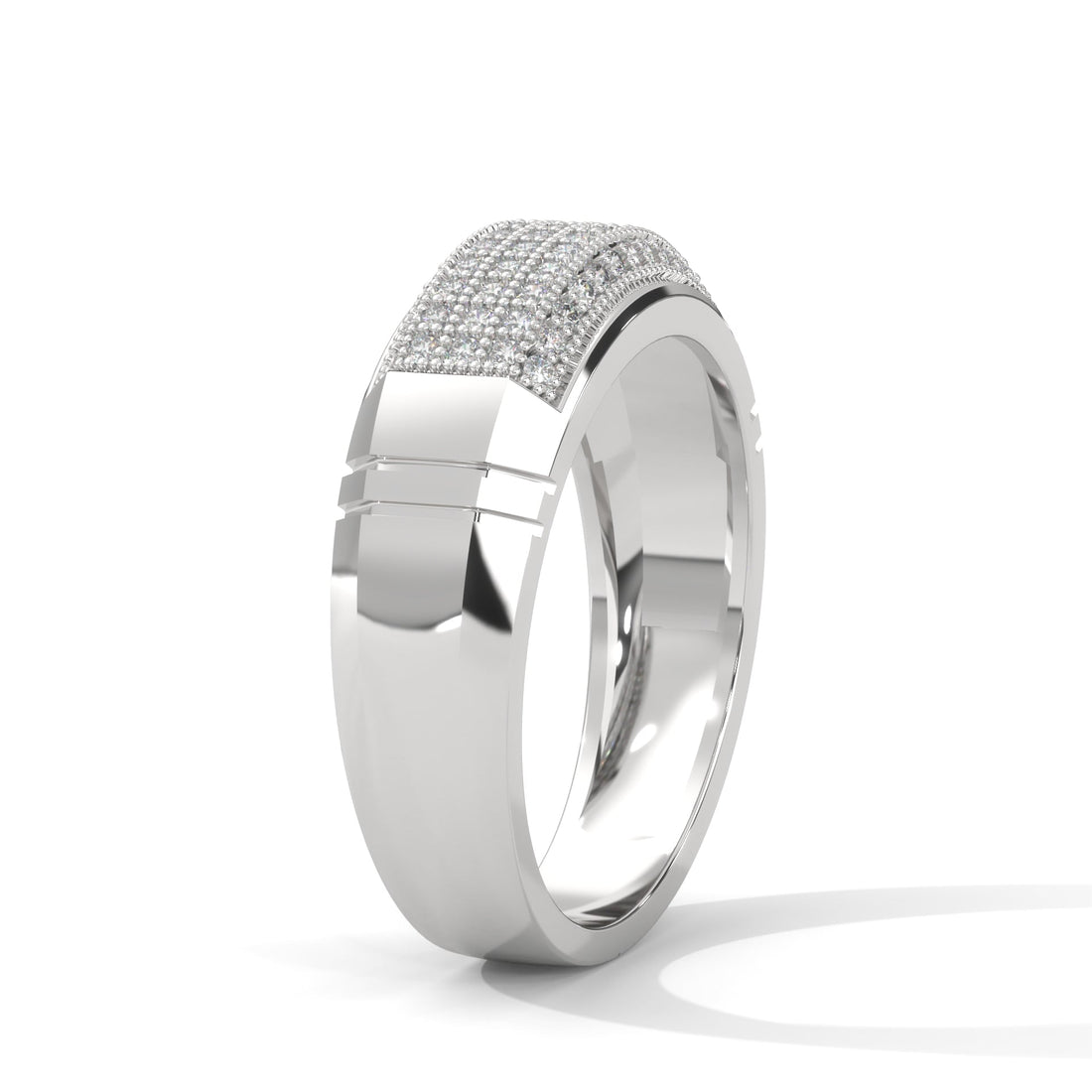 Titanium 0.66 CTW Round Lab-Grown Diamond Curved Men's Ring