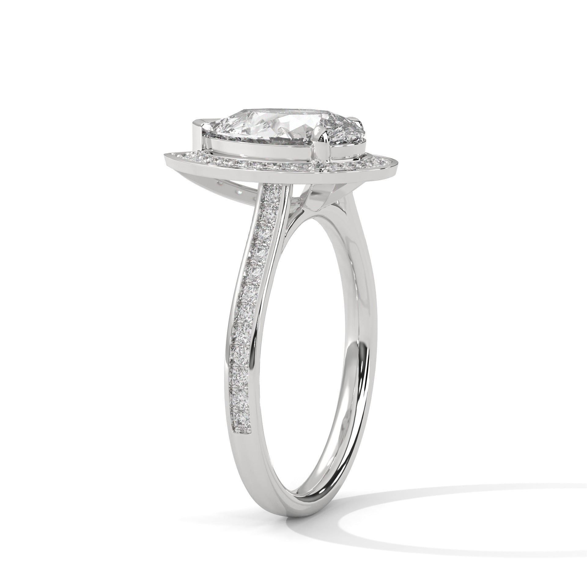 Halo Pear-Cut 2.34 CTW Diamond Engagement Ring | E-VS1