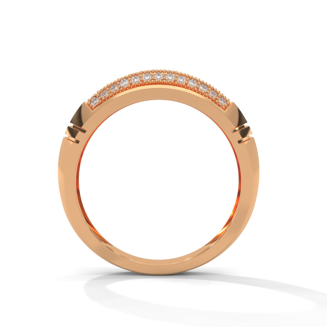 Titanium 0.66 CTW Round Lab-Grown Diamond Curved Men's Ring