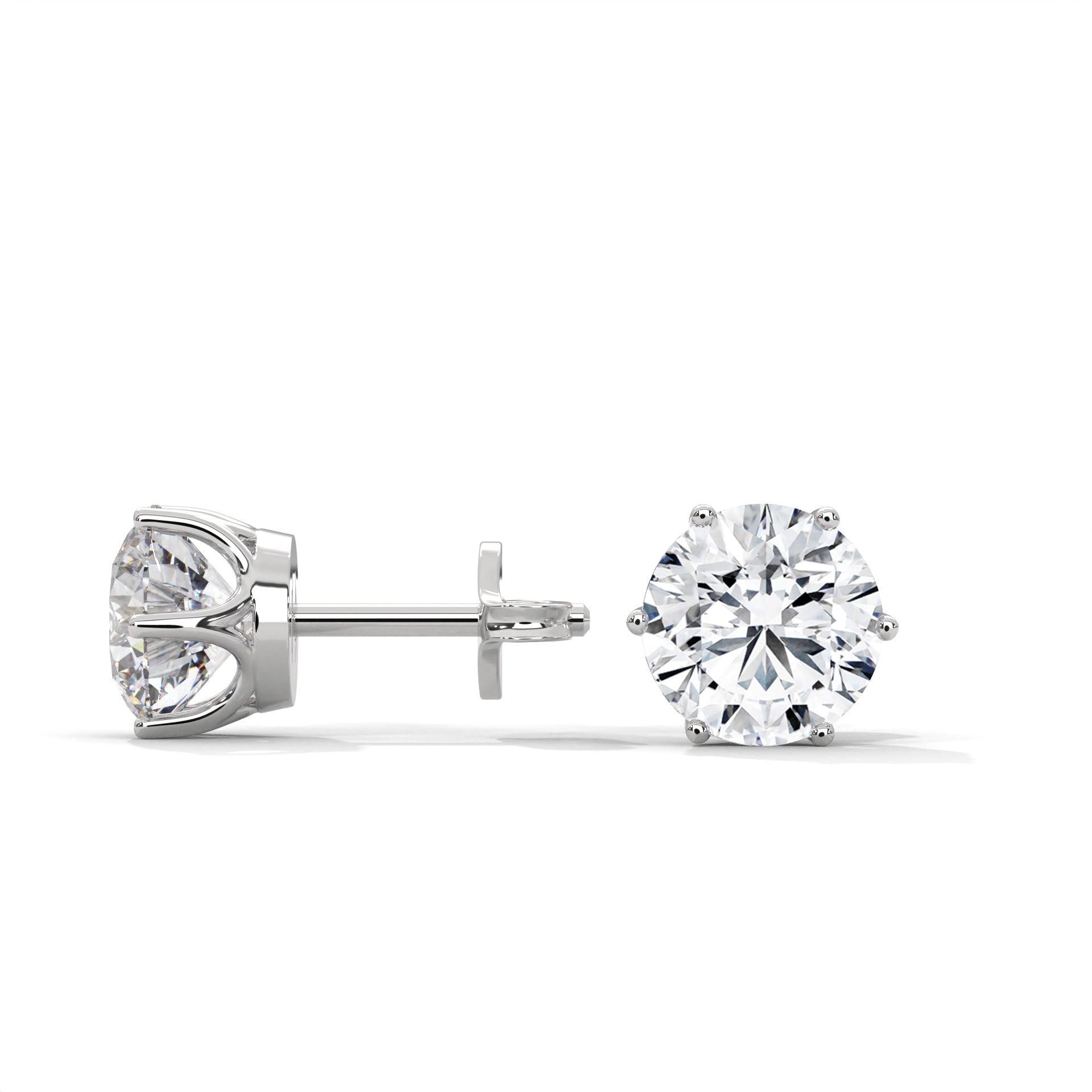 Classic Round-Cut Diamond Stud Earrings in 14K Gold | 2-6 CTW