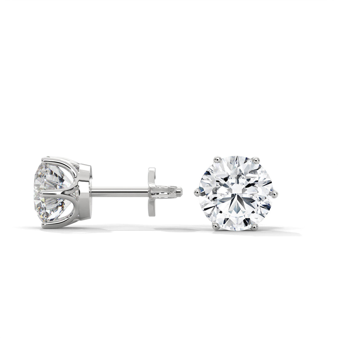 Classic Round-Cut Diamond Stud Earrings in 14K Gold | 2-6 CTW