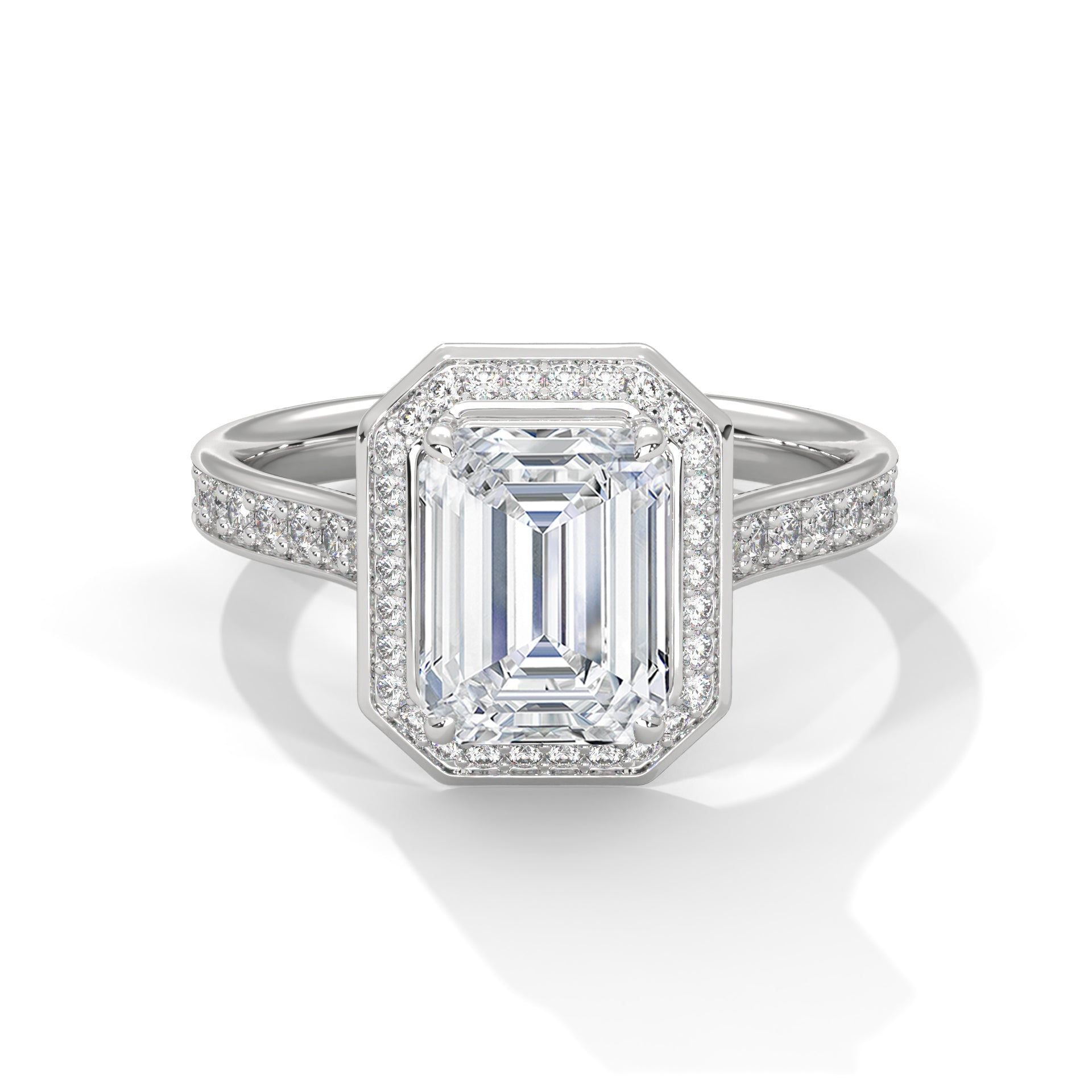 Luxe 1.5 ctw Halo Emerald-Cut Lab Grown Diamond Ring | 1.96 CTW