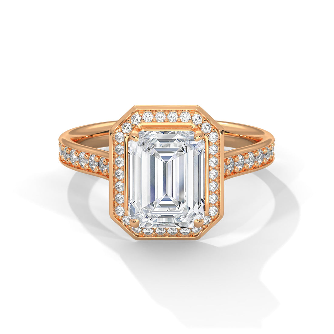 Luxe 1.5 ctw Halo Emerald-Cut Lab Grown Diamond Ring | 1.96 CTW