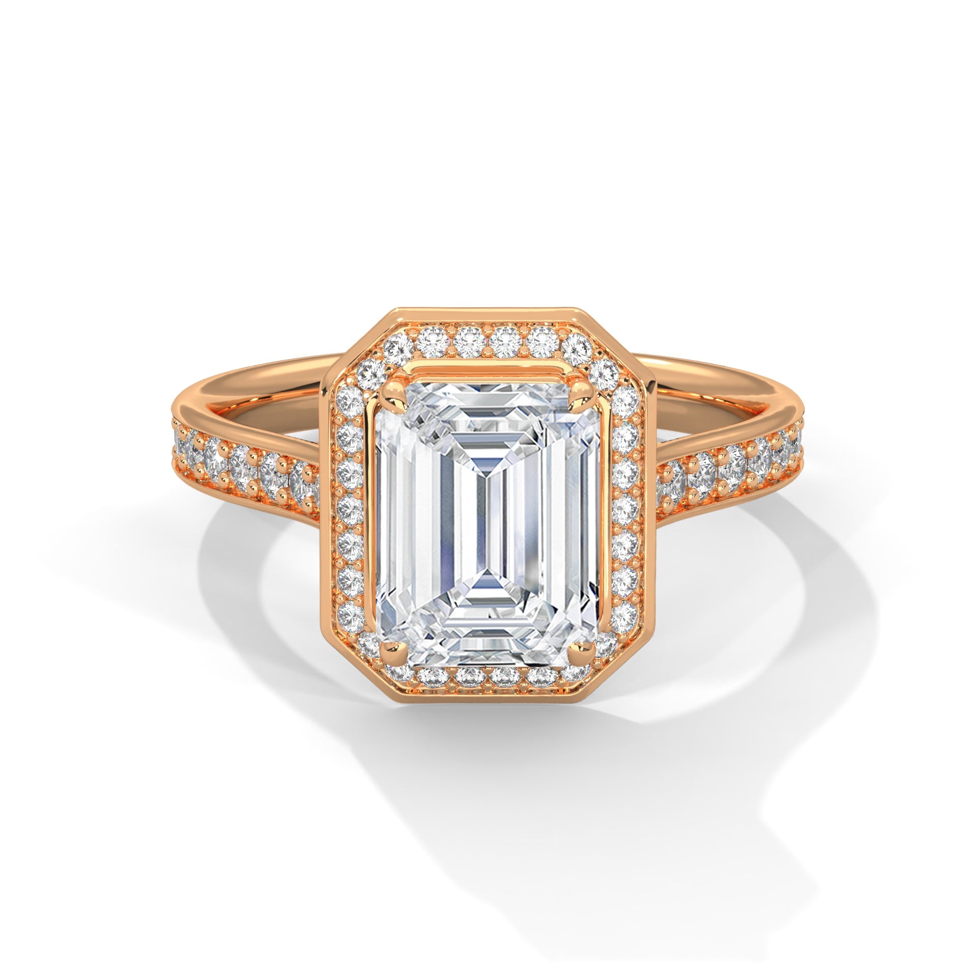 Halo Emerald-Cut Engagement Ring with 2ct Lab-Grown Diamond (F VS1)