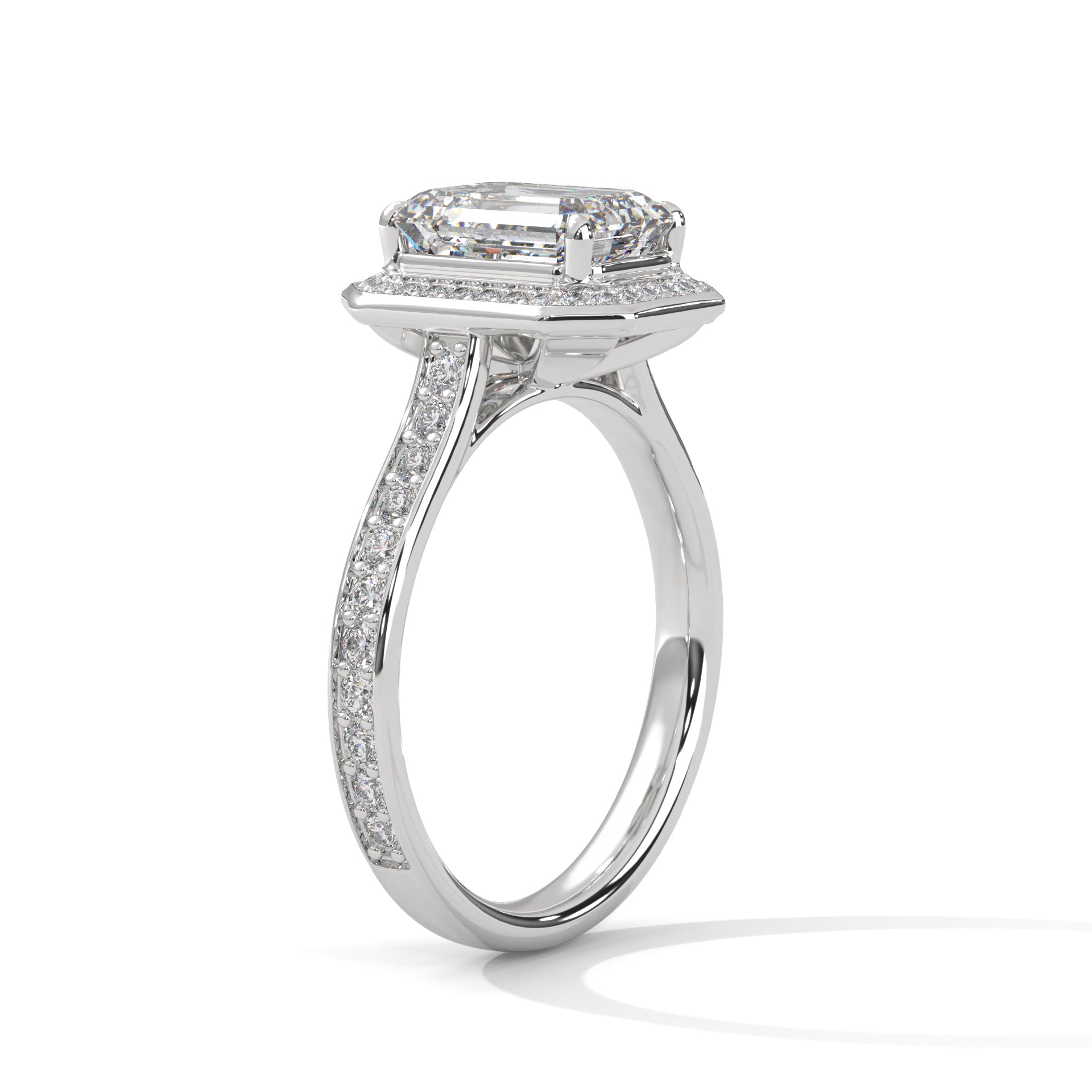 Luxe 1.5 ctw Halo Emerald-Cut Lab Grown Diamond Ring | 1.96 CTW