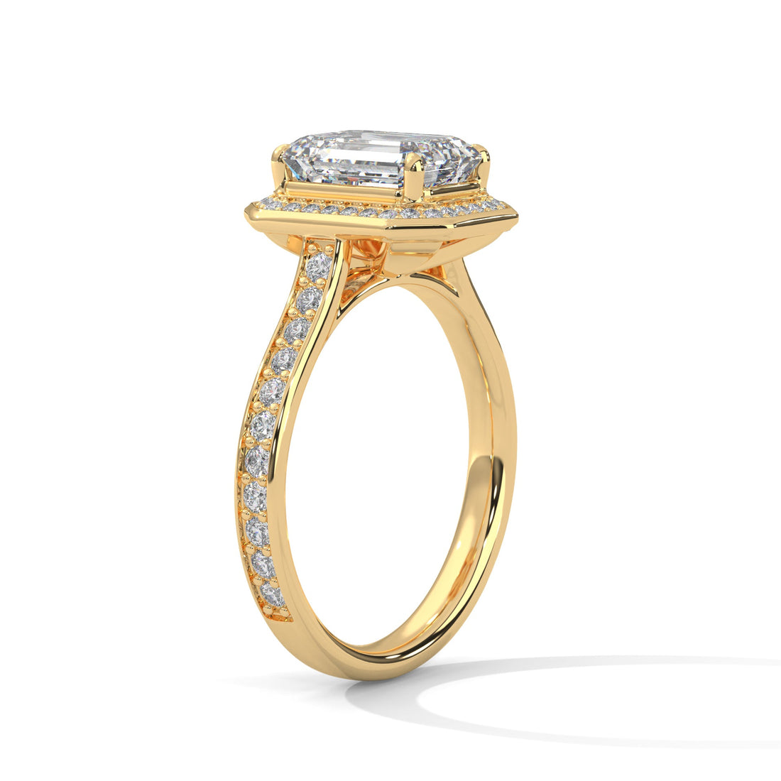 Halo Emerald-Cut Engagement Ring with 2ct Lab-Grown Diamond (F VS1)