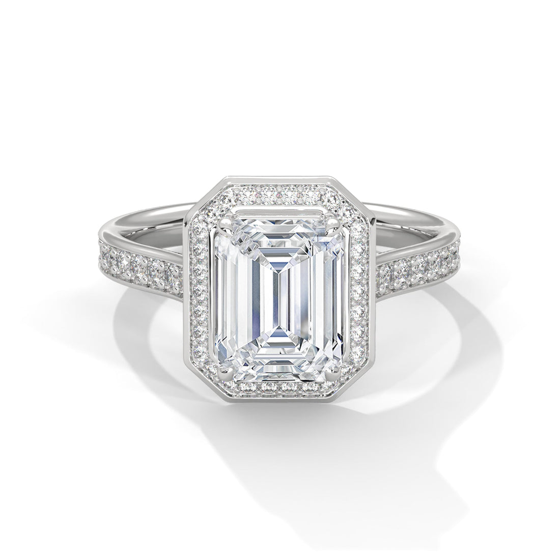 Halo Emerald-Cut Engagement Ring with 2ct Lab-Grown Diamond (F VS1)