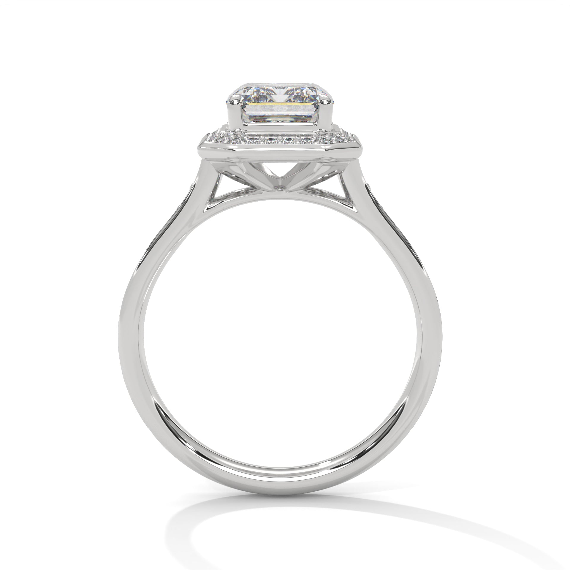 Halo Emerald-Cut Engagement Ring with 2ct Lab-Grown Diamond (F VS1)