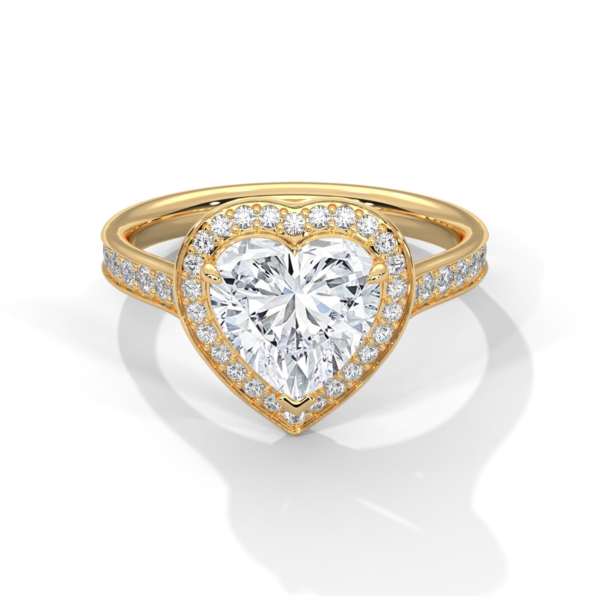 Heart-Shaped Halo Pave Engagement Ring with 2ct Lab-Grown Diamond (F VS1)