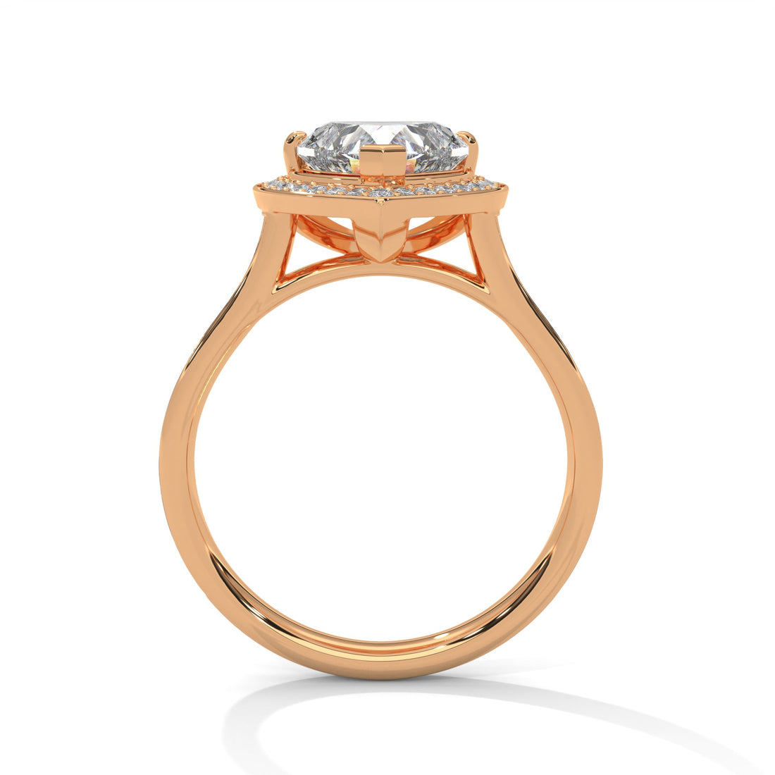 Heart-Shaped Halo Pave Engagement Ring with 2ct Lab-Grown Diamond (F VS1)