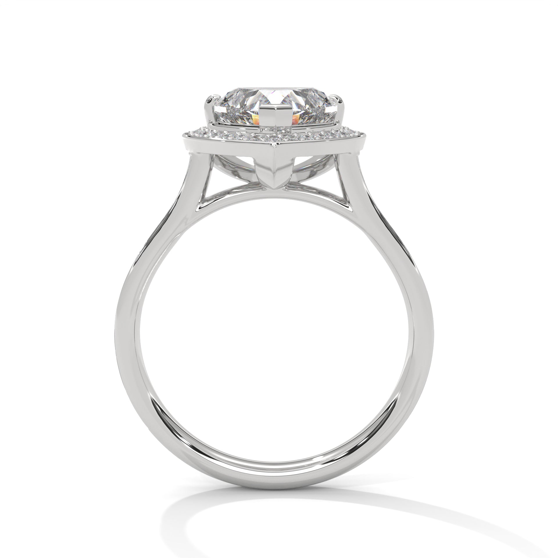 Heart-Shaped Halo Pave Engagement Ring with 2ct Lab-Grown Diamond (F VS1)