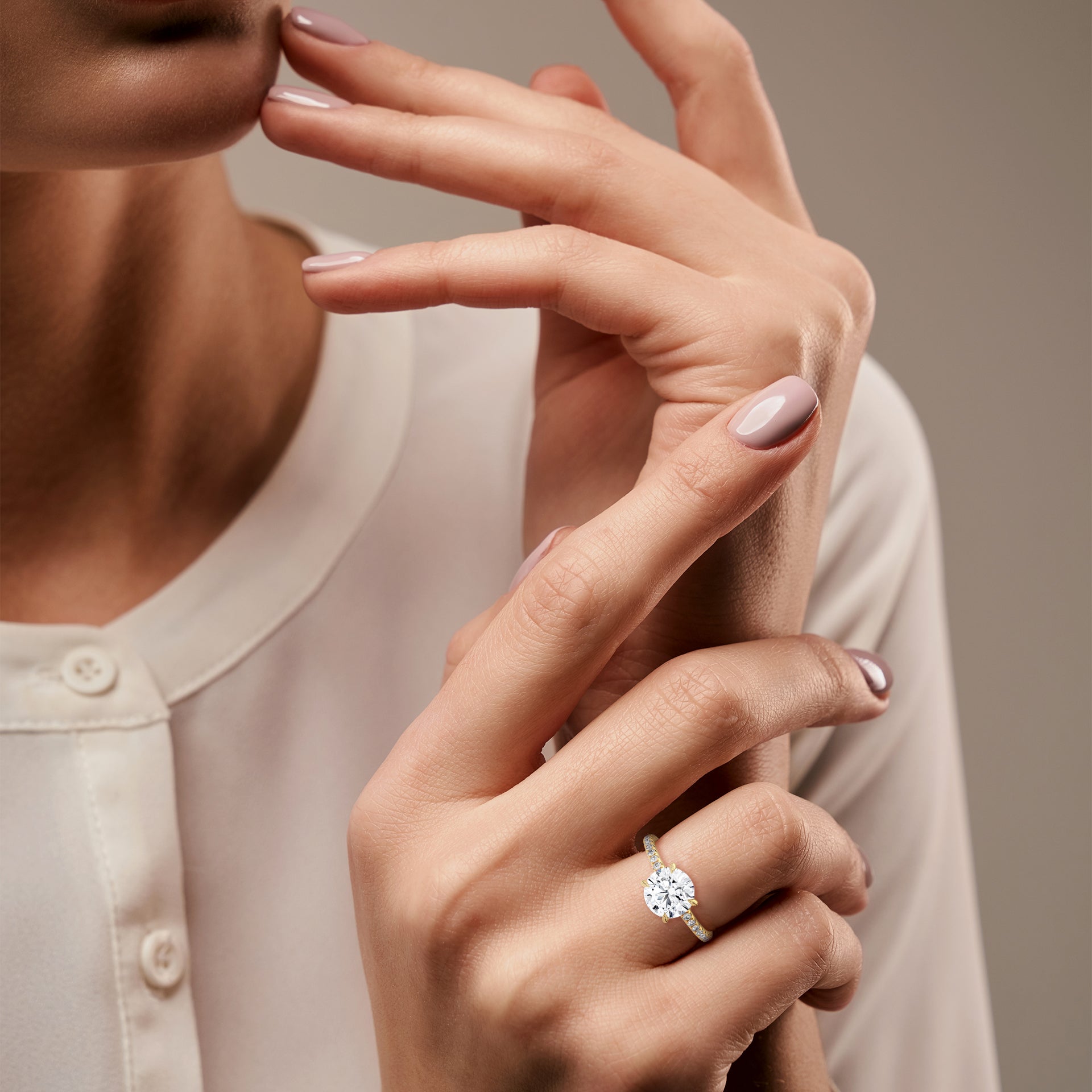 1 CT Round-Cut Lab Grown Diamond Pave Ring | 1.26 CTWa