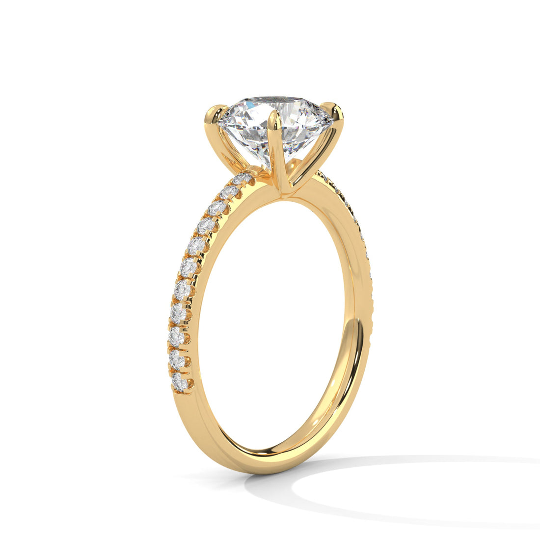 Round Brilliant-Cut Pave Engagement Ring with 2ct Lab-Grown Diamond (F VS1)
