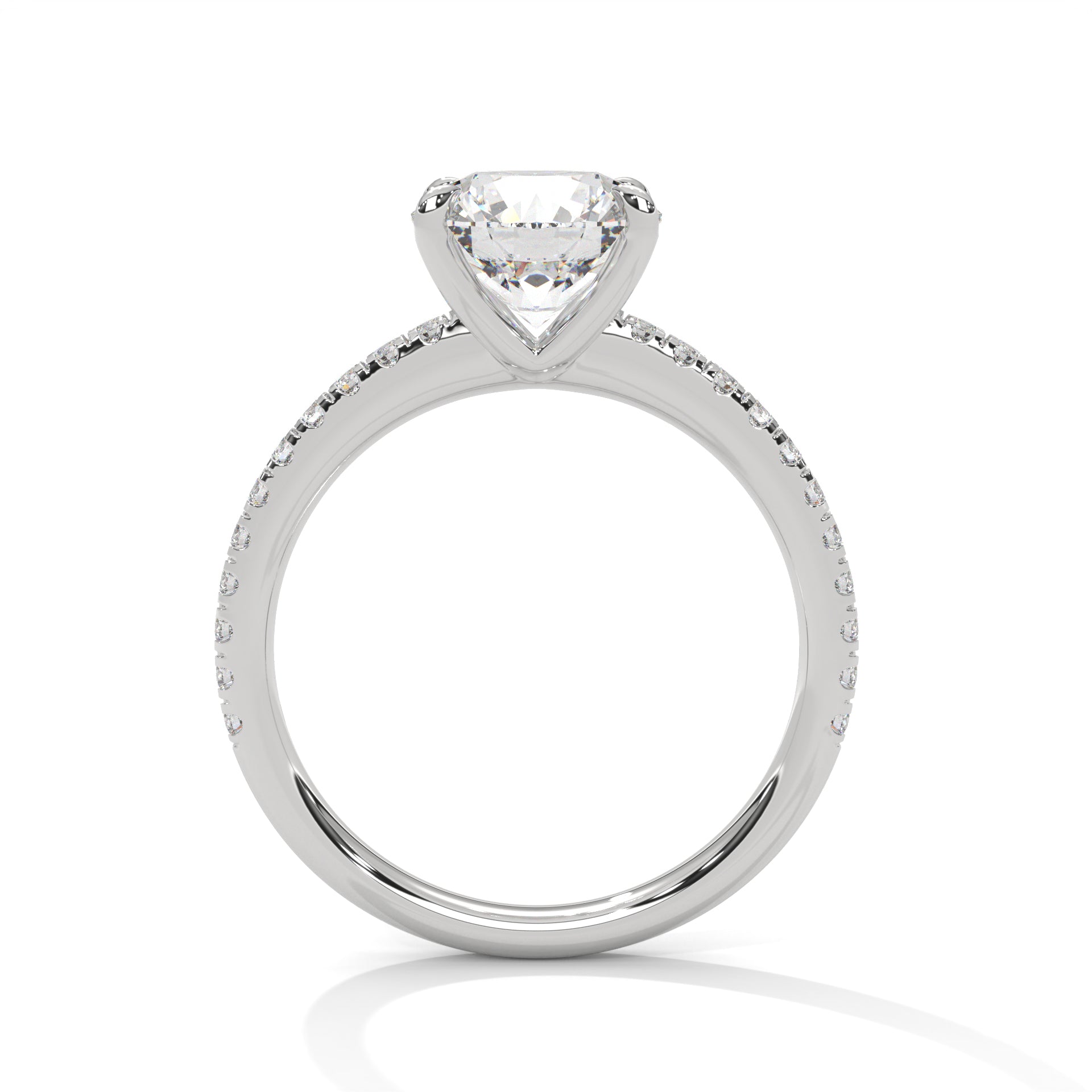Round Brilliant-Cut Pave Engagement Ring with 2ct Lab-Grown Diamond (F VS1)