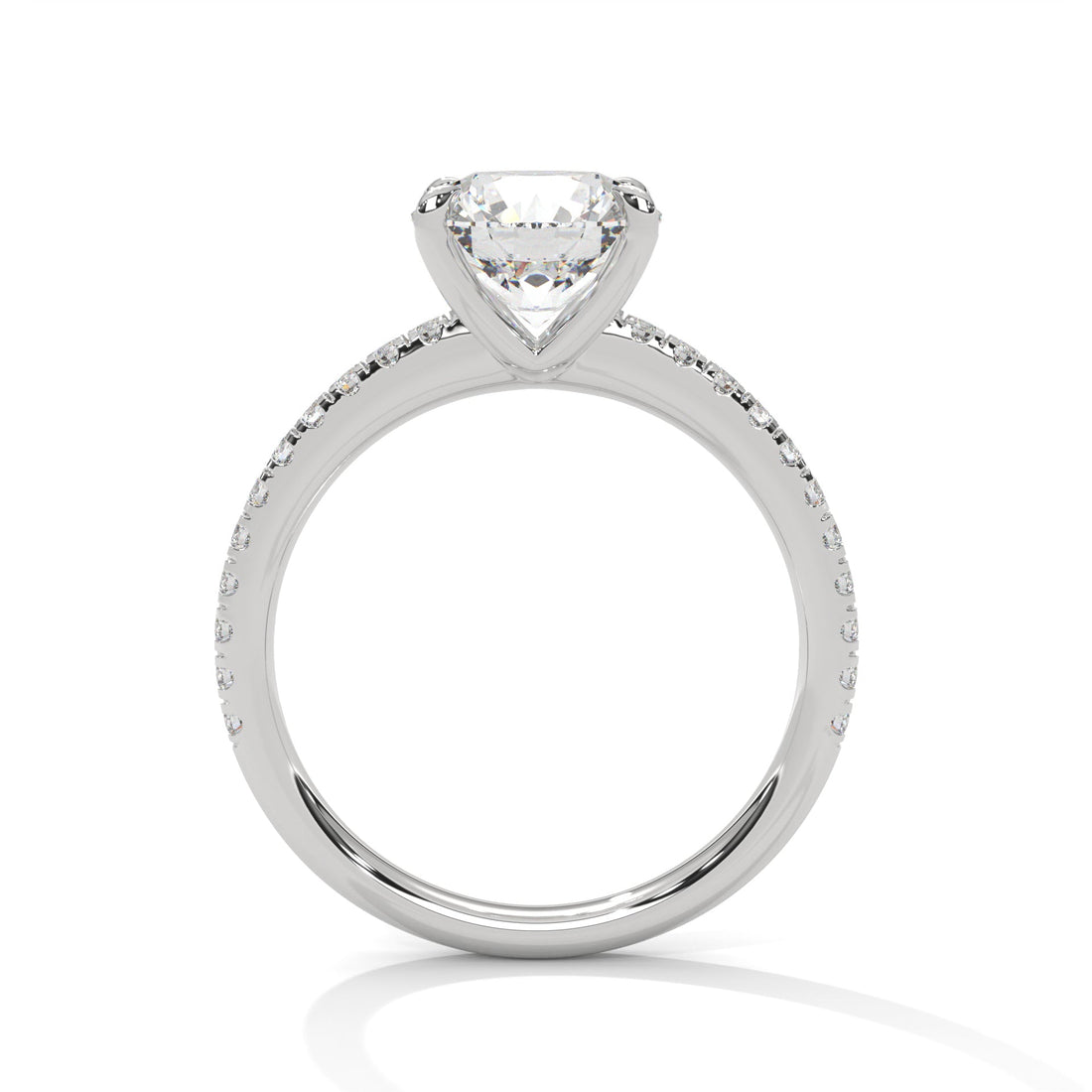 Round Brilliant-Cut Pave Engagement Ring with 2ct Lab-Grown Diamond (F VS1)
