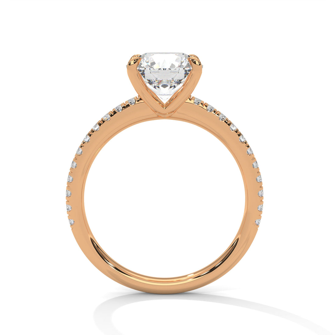Round Brilliant-Cut Pave Engagement Ring with 2ct Lab-Grown Diamond (F VS1)