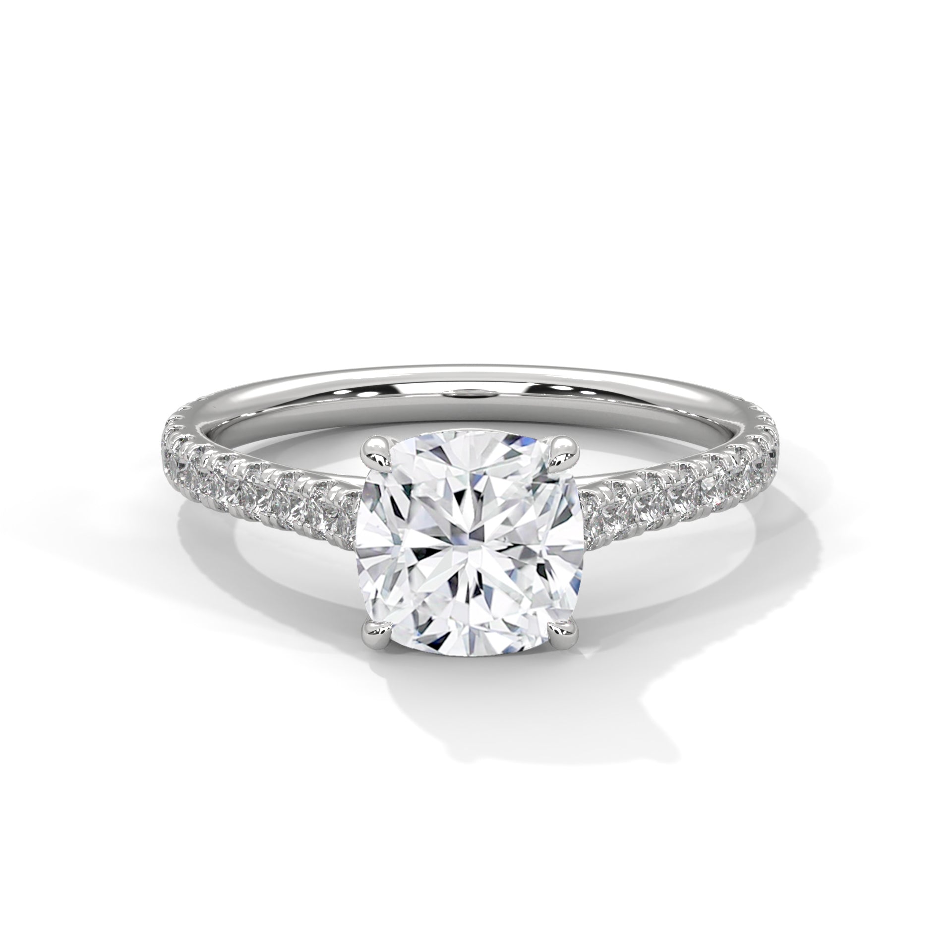 Luminous Charm 1 CT Cushion-Cut Lab Grown Diamond Pave Ring | 1.40 CTW