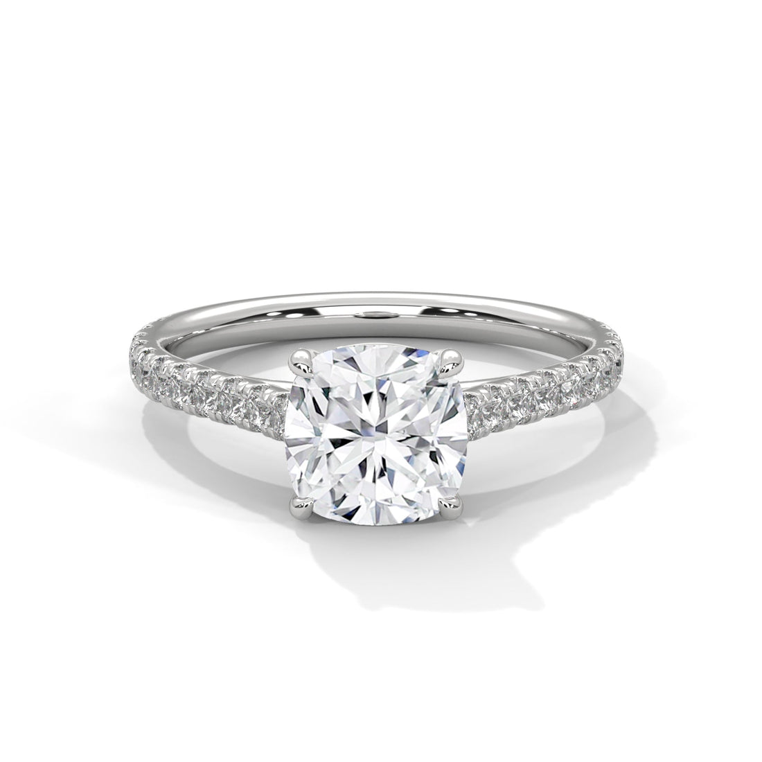 Luminous Charm 1 CT Cushion-Cut Lab Grown Diamond Pave Ring | 1.40 CTW