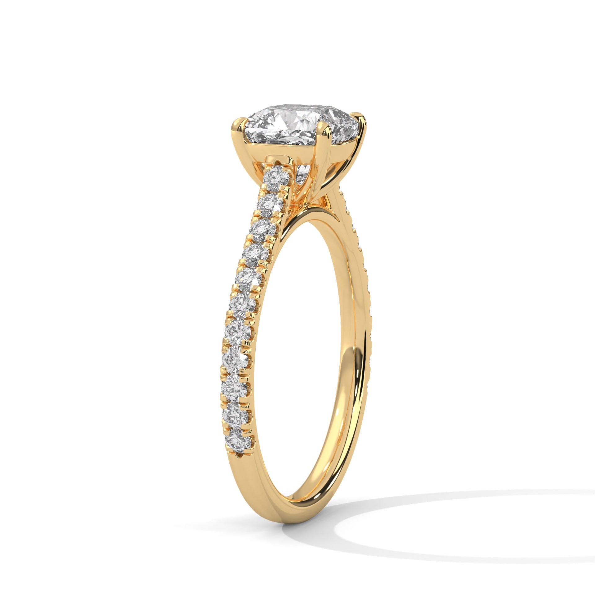 Luminous Charm 1 CT Cushion-Cut Lab Grown Diamond Pave Ring | 1.40 CTW