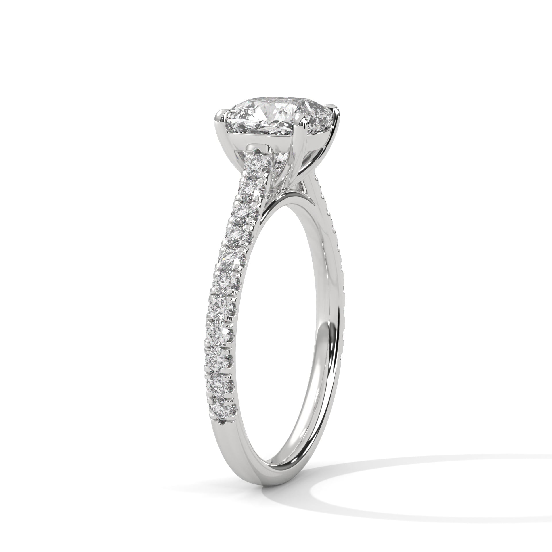 Luminous Charm 1 CT Cushion-Cut Lab Grown Diamond Pave Ring | 1.40 CTW