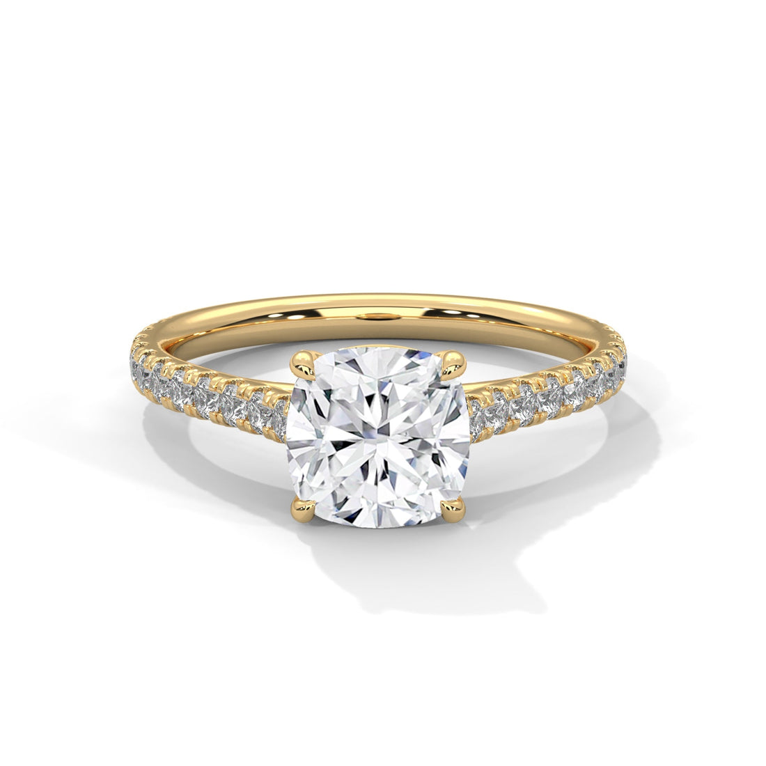 Brilliant Grace 1.5 CT Cushion-Cut Lab Grown Diamond Pave Ring | 1.90 CTW